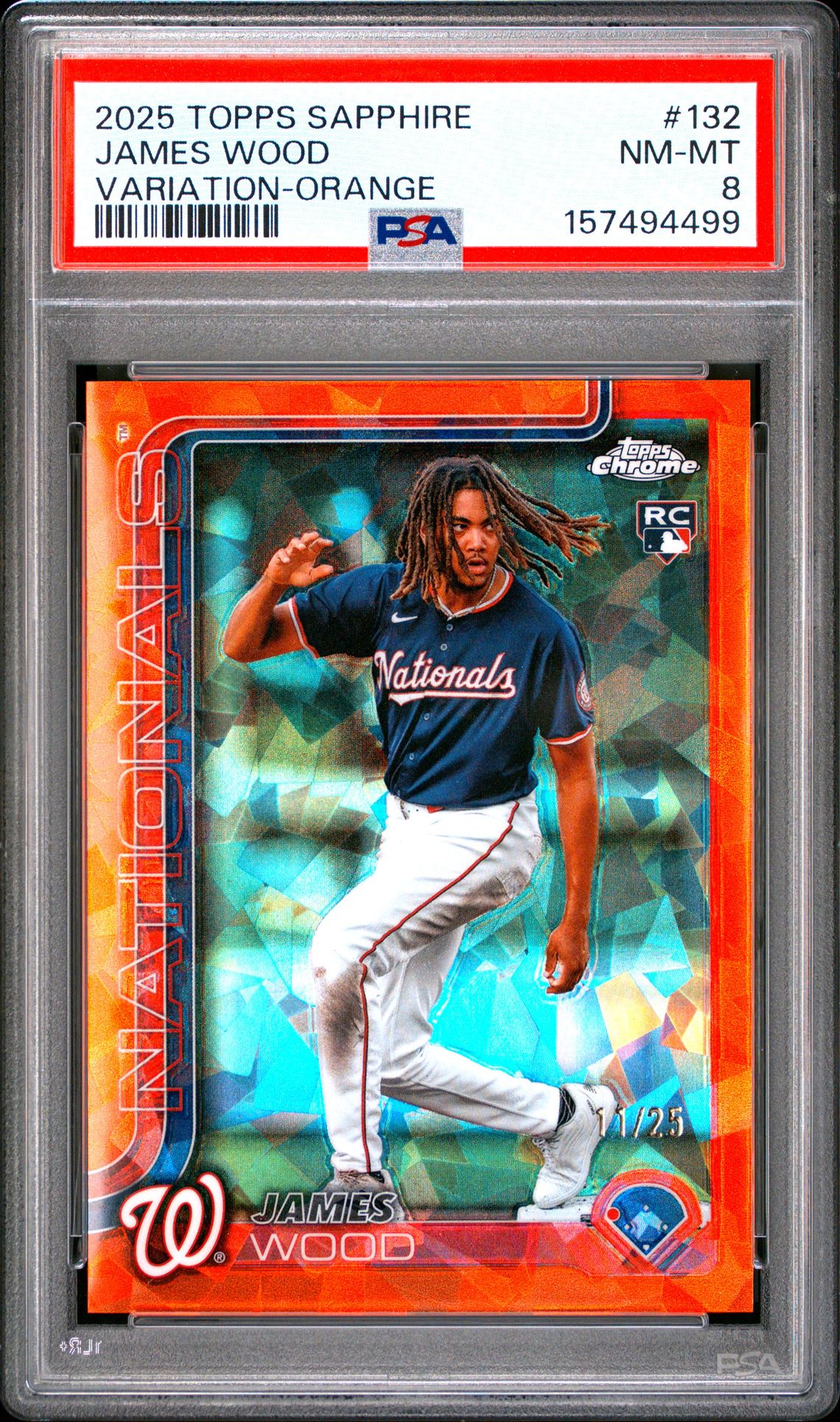 2025 Topps Chrome Sapphire James Wood #132 (Variation-Orange) Nm-Mt 8 front
