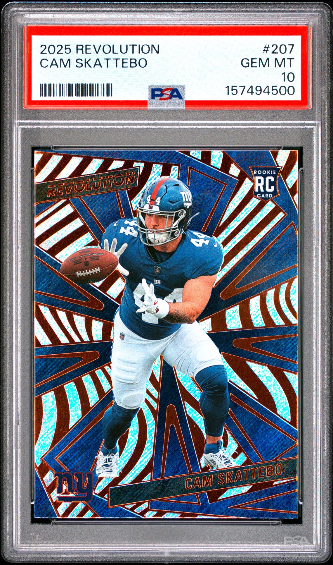 2025 Panini Revolution Cam Skattebo #207 Gem Mt 10 front view - PSA graded GEM MT 10