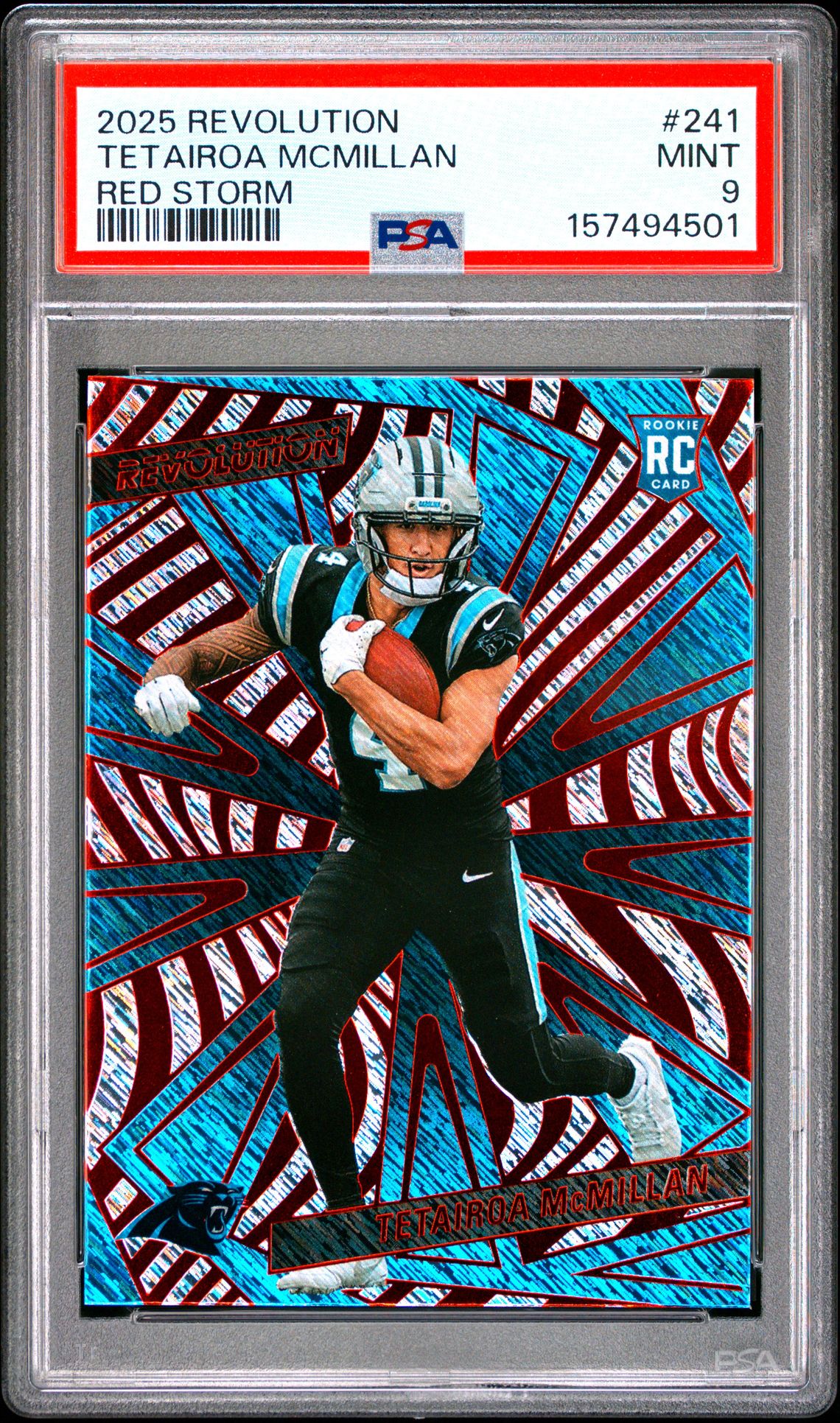 2025 Panini Revolution Tetairoa Mcmillan #241 (Red Storm) Mint 9 front