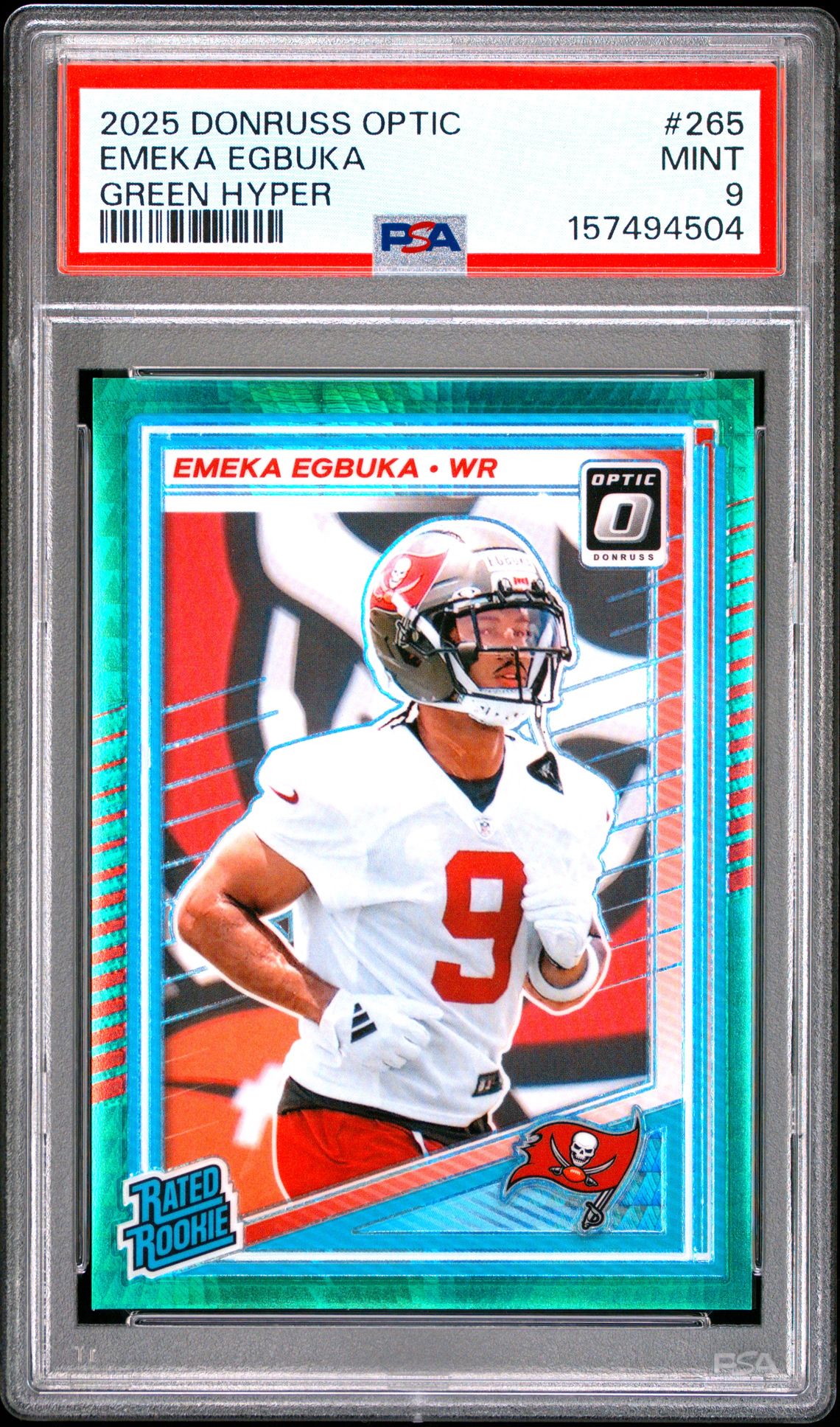 2025 Panini Donruss Optic Emeka Egbuka #265 (Green Hyper) Mint 9 front