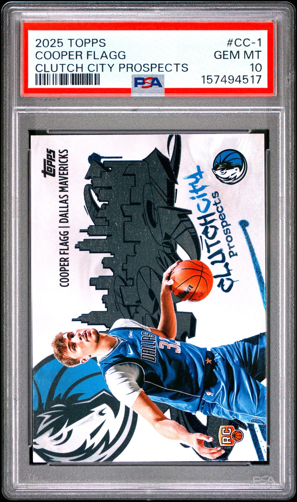 2025 TOPPS CLUTCH CITY PROSPECTS COOPER FLAGG  CC-1 GEM MT 10 front