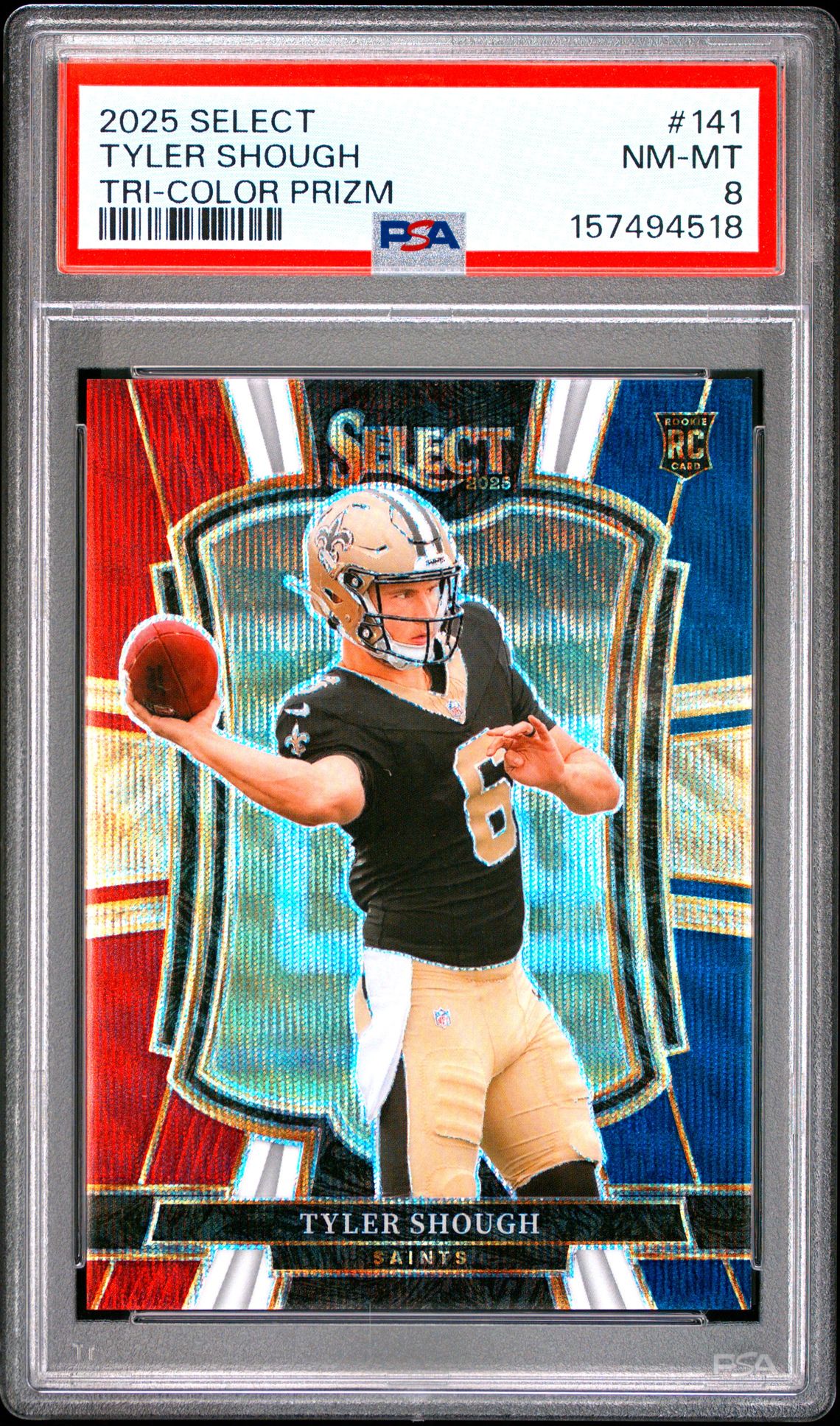 2025 Panini Select Tyler Shough #141 (Tri-Color Prizm) Nm-Mt 8 front