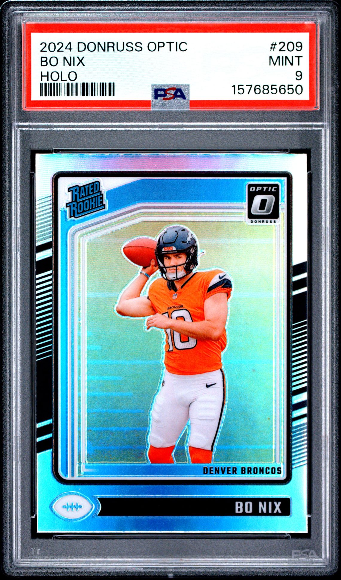 2024 Panini Donruss Optic Bo Nix #209 (Holo) Mint 9 front