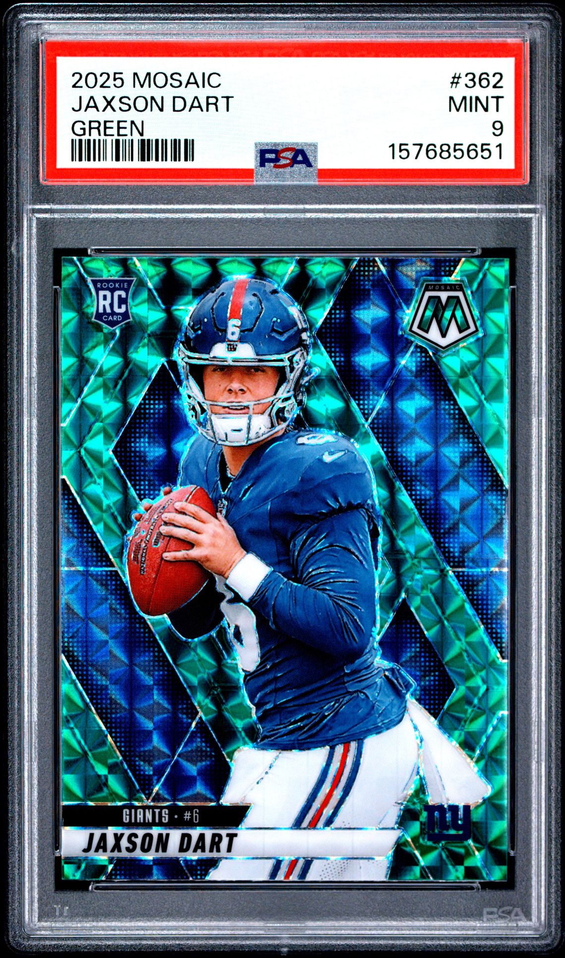 2025 Panini Mosaic Jaxson Dart #362 (Green) Mint 9 front