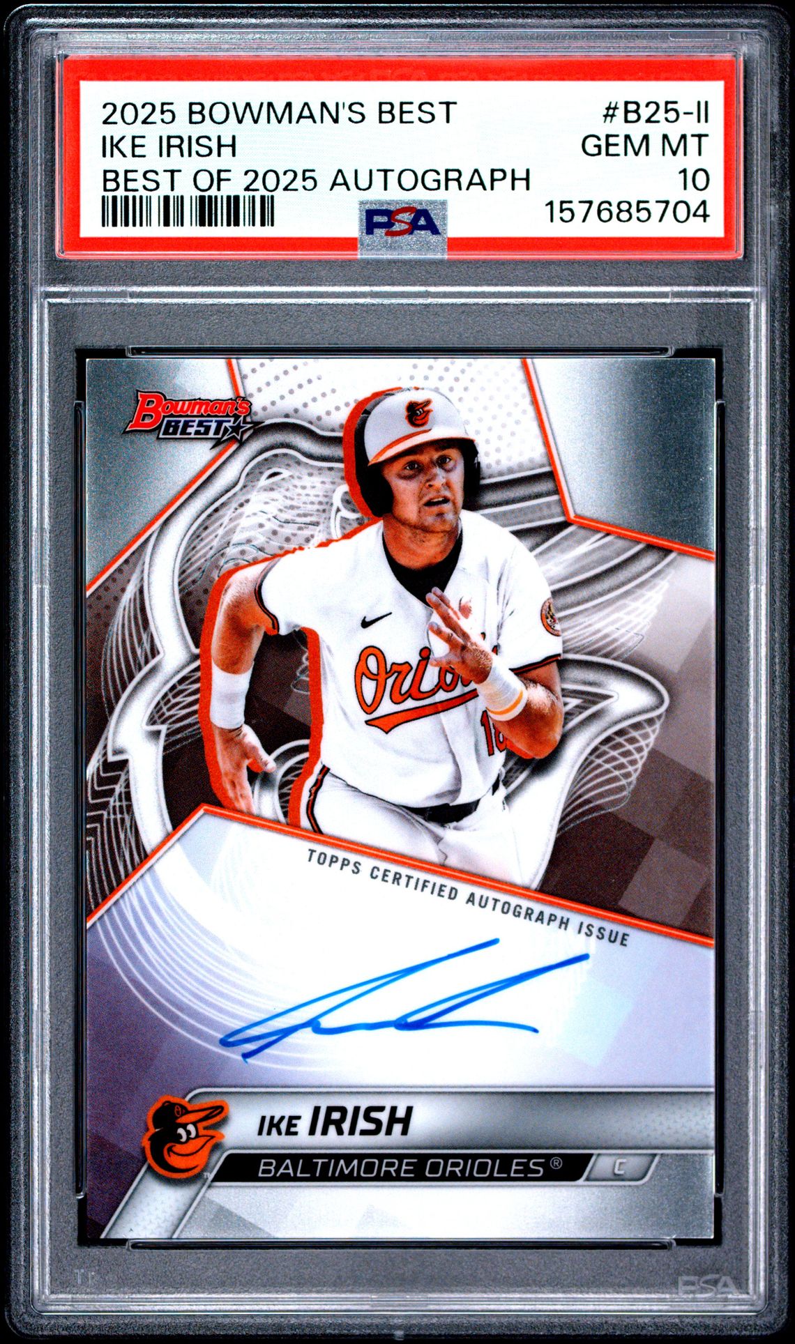 2025 Bowman's Best Best Of 2025 Autographs Ike Irish #B25-Ii Gem Mt 10 front
