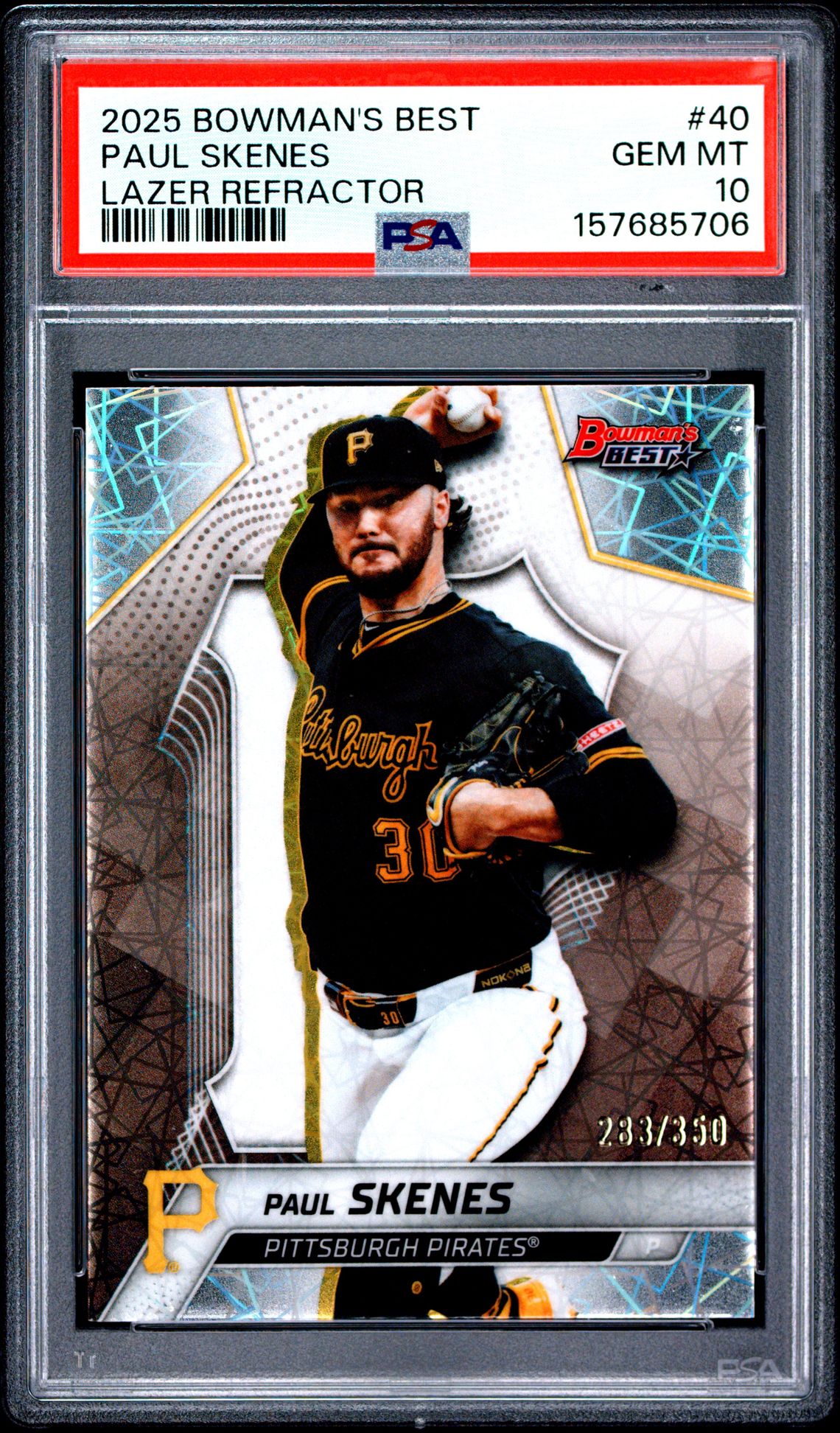 2025 Bowman's Best Paul Skenes #40 (Lazer Refractor) Gem Mt 10 front