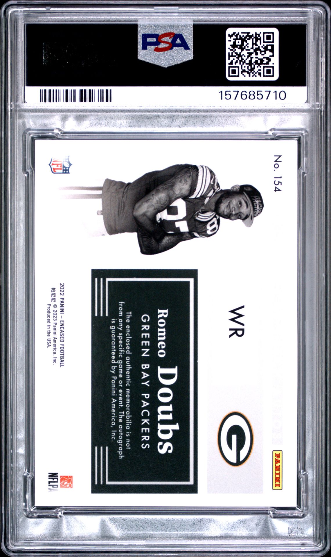 2022 Panini Encased Romeo Doubs #154 (Patch Autograph) Nm-Mt 8 back
