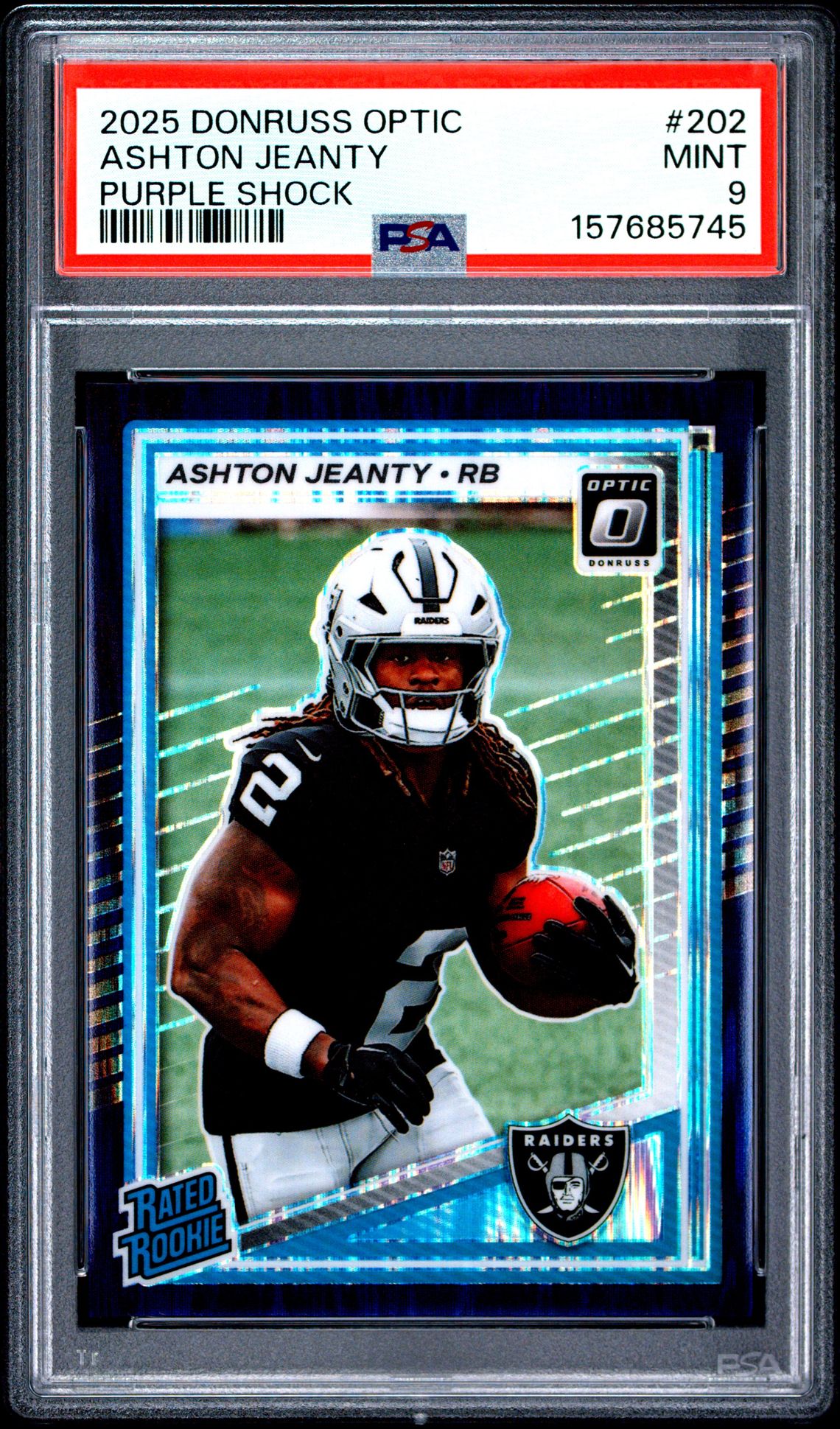 2025 Panini Donruss Optic Ashton Jeanty #202 (Purple Shock) Mint 9 front