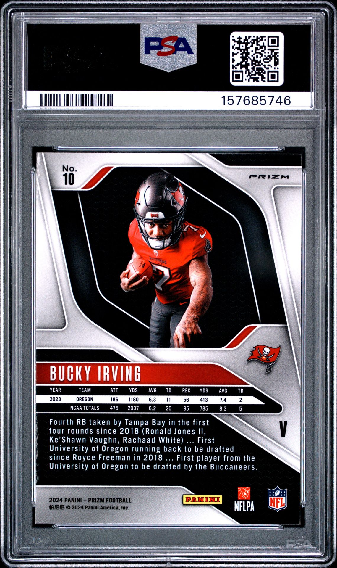 2024 Panini Prizm Rookie Variation Bucky Irving #10 Gem Mt 10 back