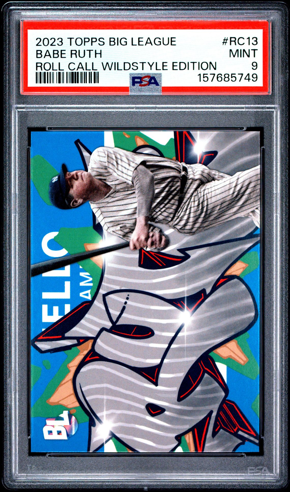 2023 Topps Big League Roll Call Wildstyle Edition Babe Ruth #Rc13 (Roll Call Wildstyle Edition) Mint 9 front