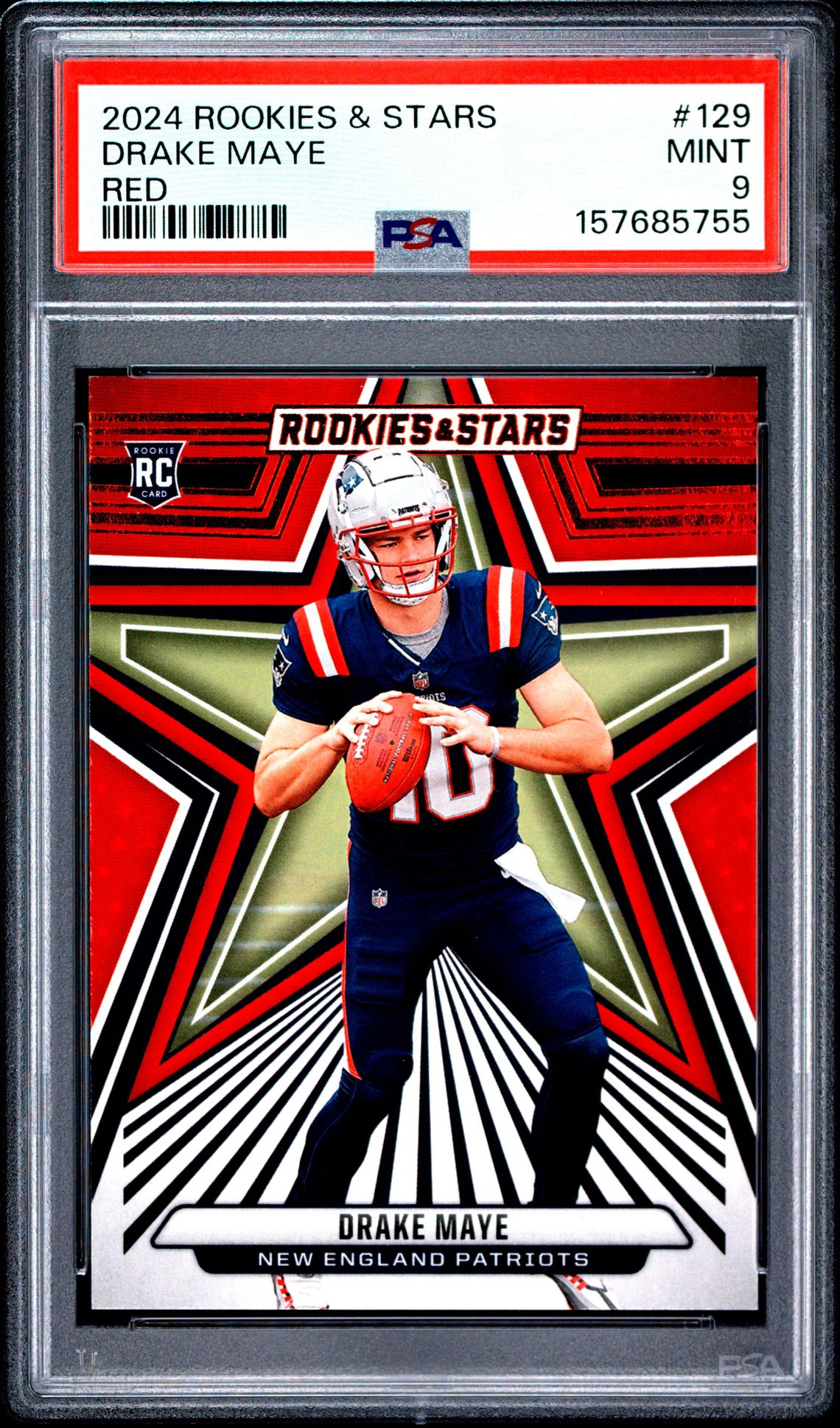 2024 Panini Rookies & Stars Drake Maye #129 (Red) Mint 9 front