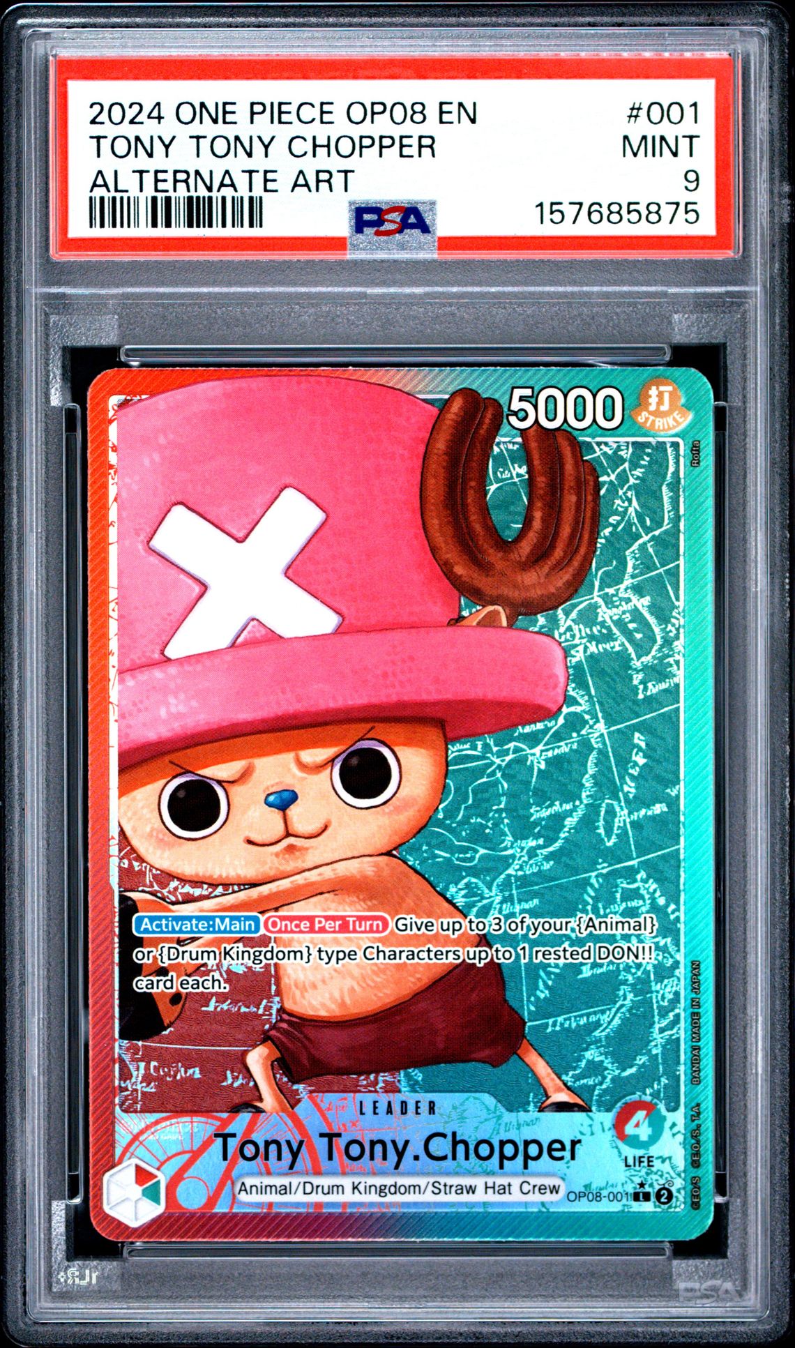 2024 One Piece Op08-Two Legends Tony Tony Chopper #001 (Alternate Art) Mint 9 front