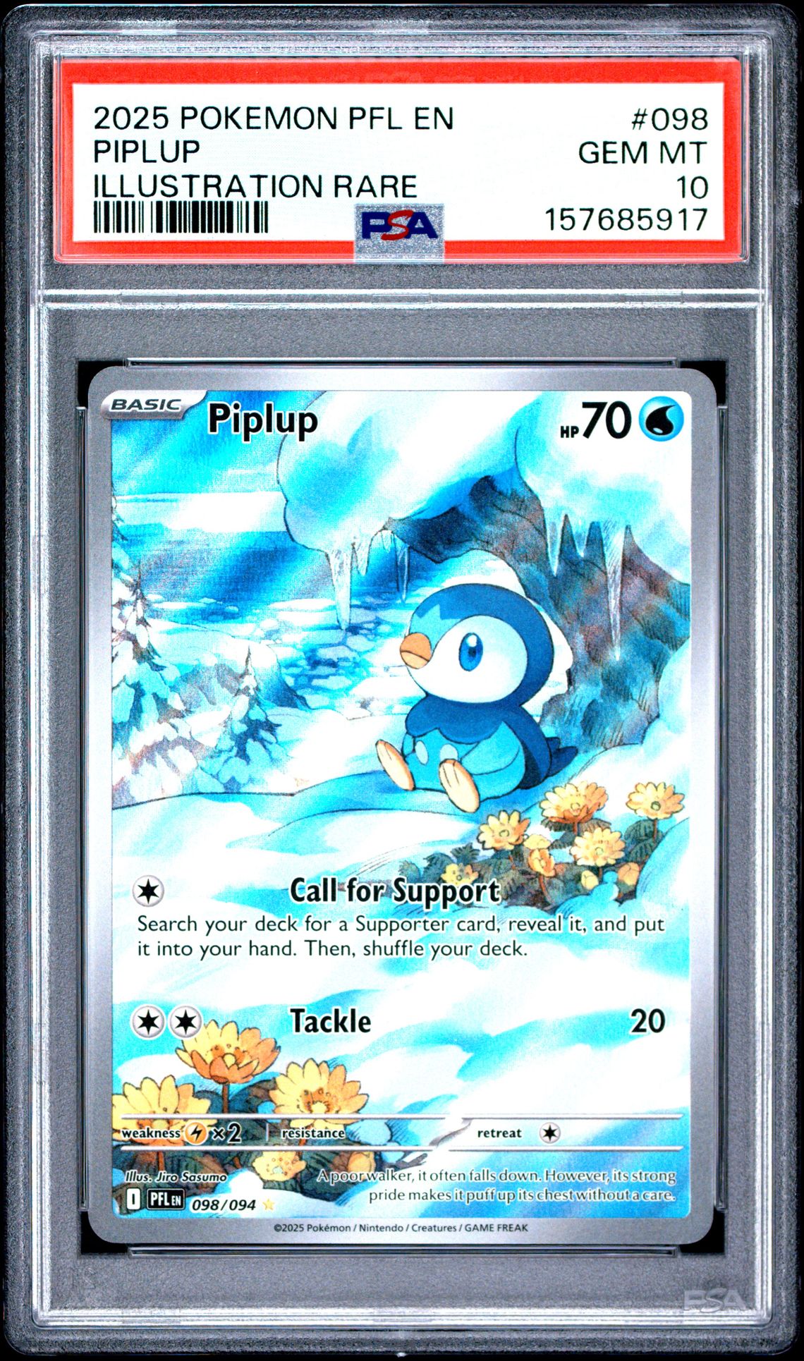 2025 POKEMON PFL EN-PHANTASMAL FLAMES PIPLUP ILLUSTRATION RARE 098 GEM MT 10 front