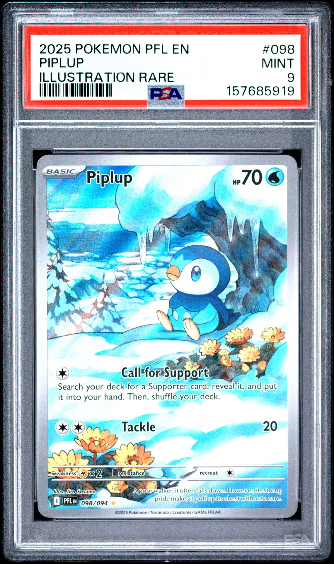 2025 Pokemon Pfl En-Phantasmal Flames Piplup #098 (Illustration Rare) Mint 9 front