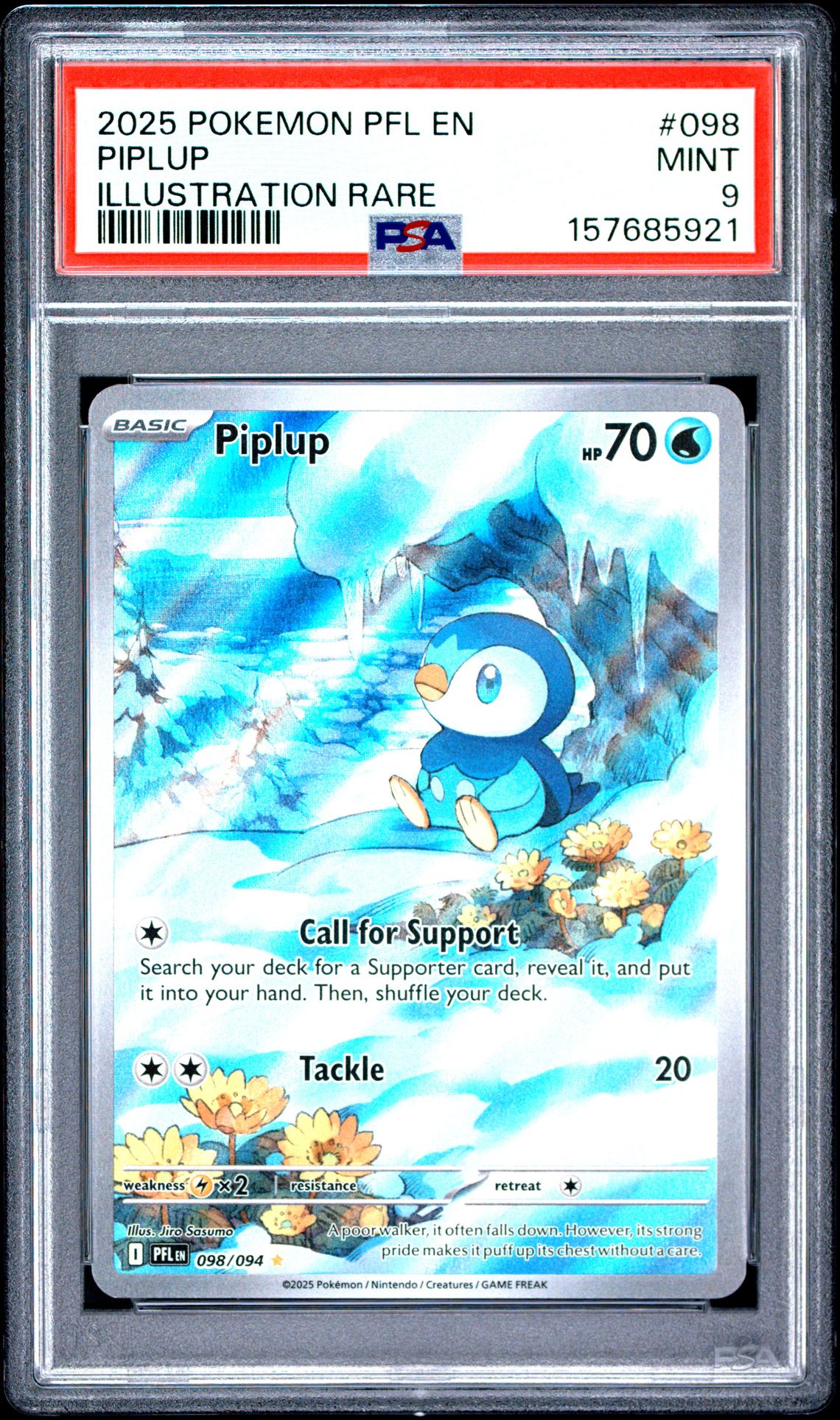 2025 Pokemon Pfl En-Phantasmal Flames Piplup #098 (Illustration Rare) Mint 9 front