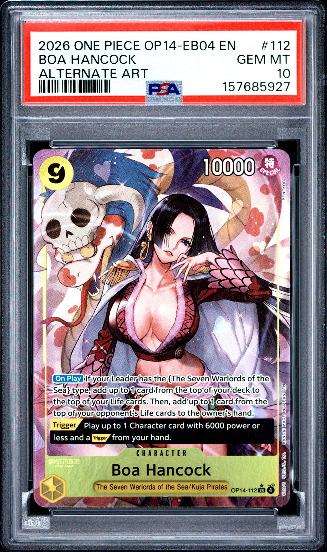 2026 One Piece Op14-Eb04-The Azure Sea's Seven Boa Hancock #112 (Alternate Art) Gem Mt 10 front