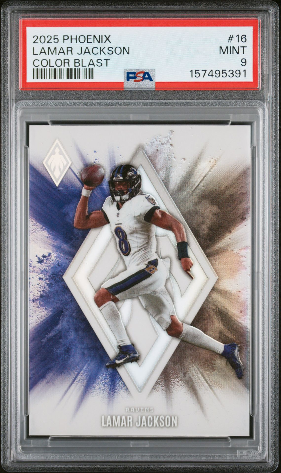 2025 Panini Phoenix Color Blast Lamar Jackson #16 Mint 9 front