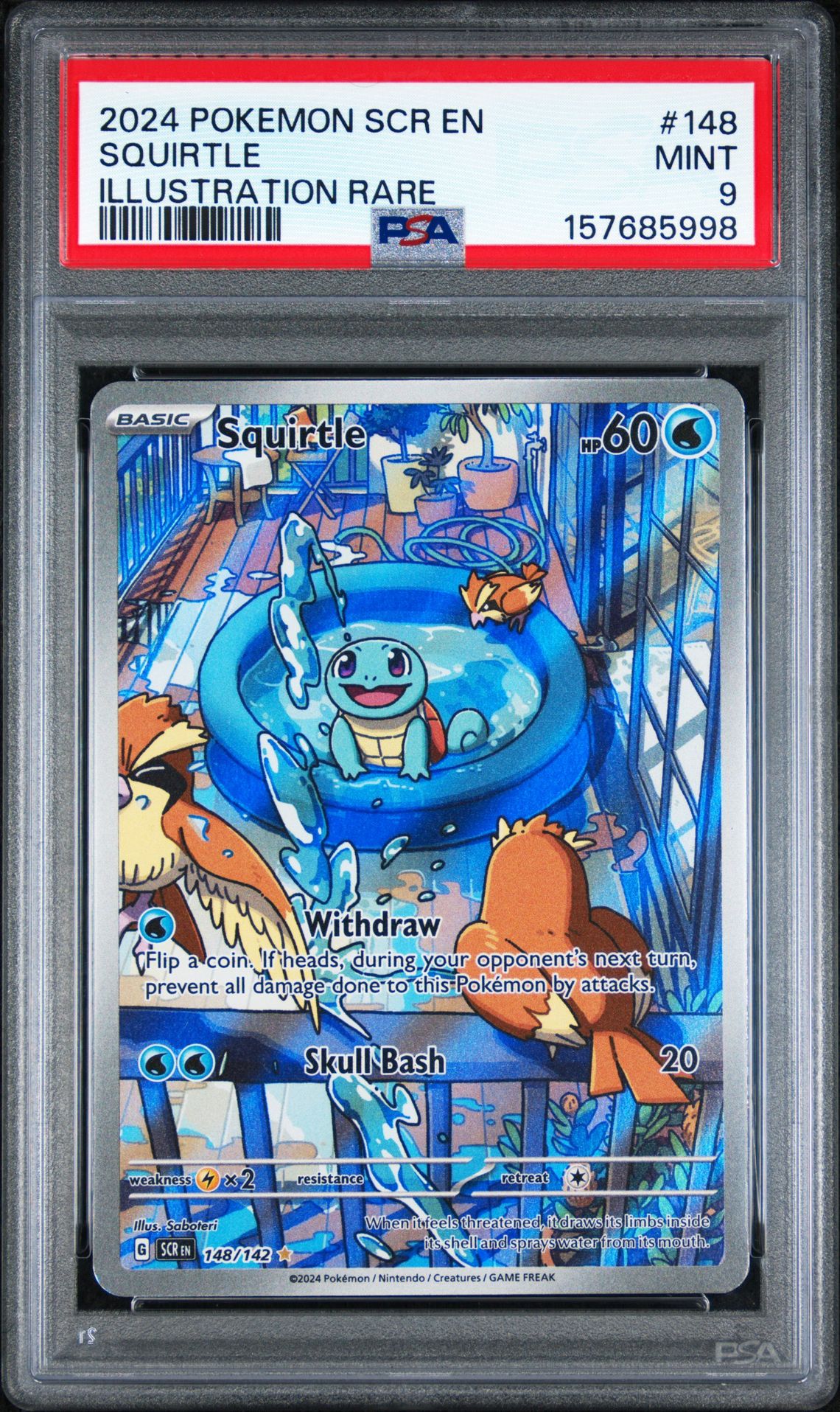 2024 Pokemon Scr En-Stellar Crown Squirtle #148 (Illustration Rare) Mint 9 front