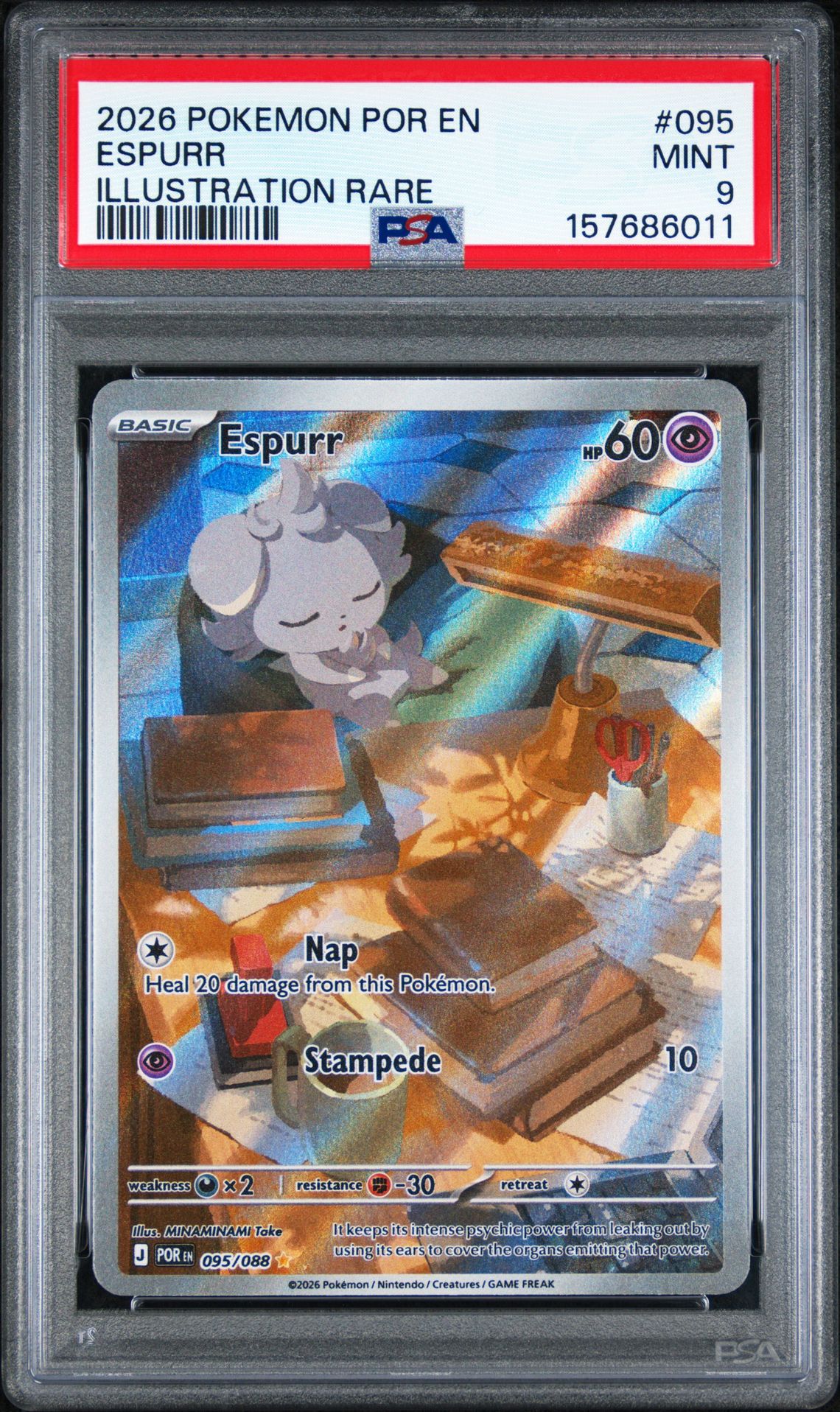 2026 Pokemon Por En-Perfect Order Espurr #095 (Illustration Rare) Mint 9 front