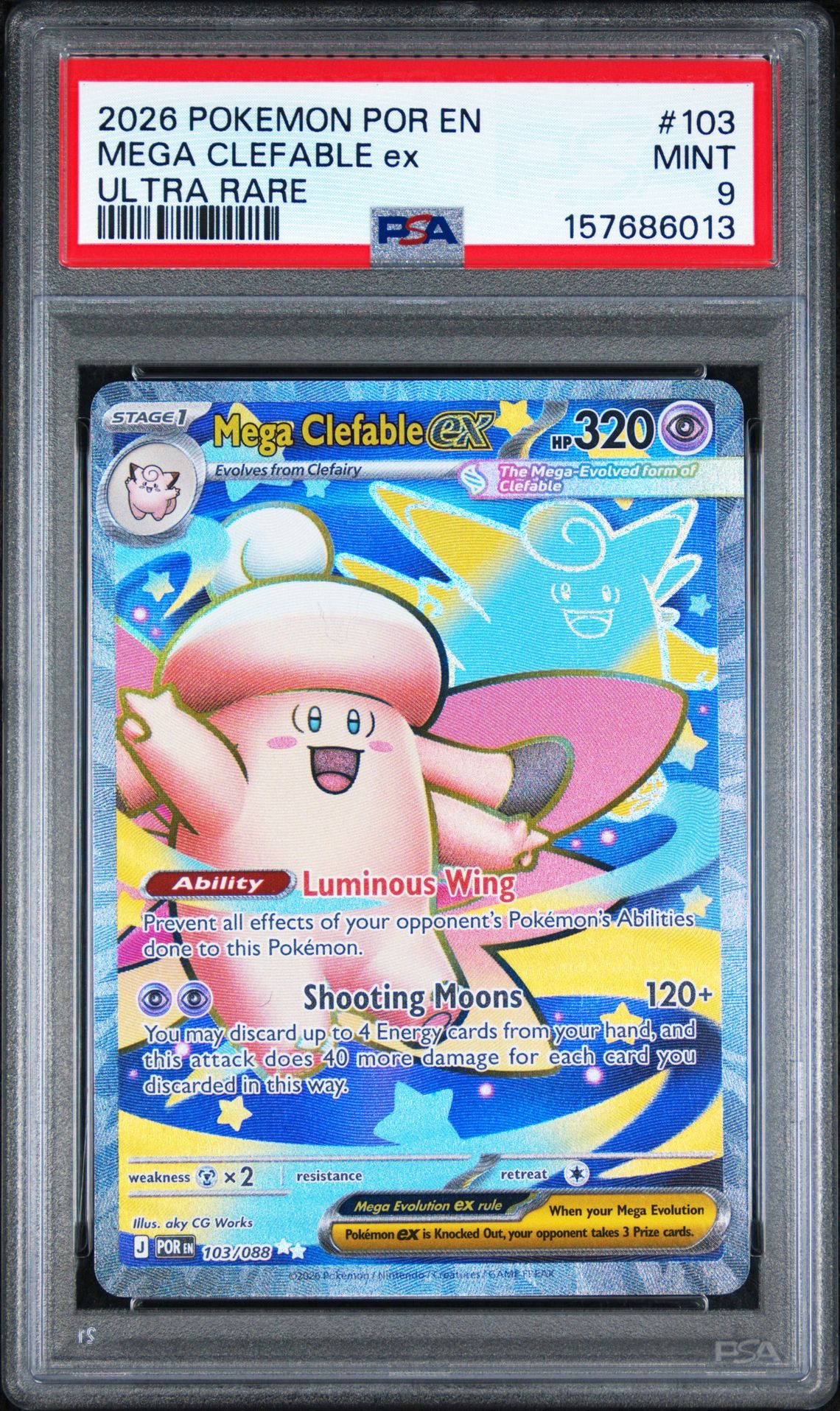 2026 Pokemon Por En-Perfect Order Mega Clefable Ex #103 (Ultra Rare) Mint 9 front
