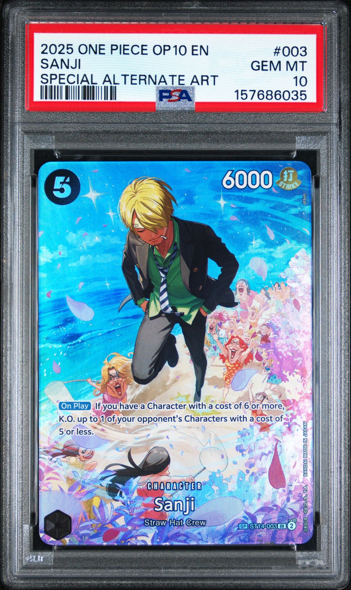 2025 One Piece Op10-Royal Blood Sanji #003 (Special Alternate Art) Gem Mt 10 front