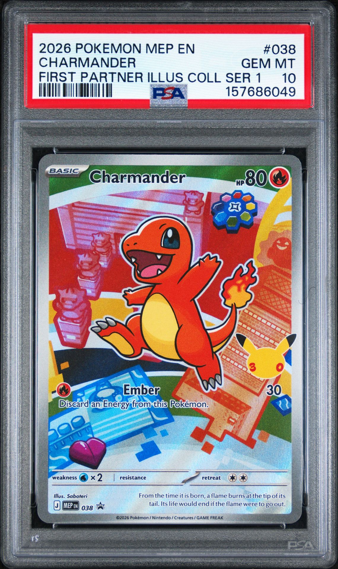2026 Pokemon Mep En-Me Black Star Promo Charmander #038 (First Partner Illus Coll Ser 1) Gem Mt 10 front