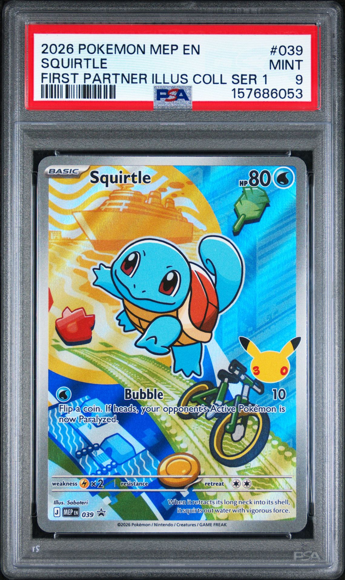 2026 Pokemon Mep En-Me Black Star Promo Squirtle #039 (First Partner Illus Coll Ser 1) Mint 9 front
