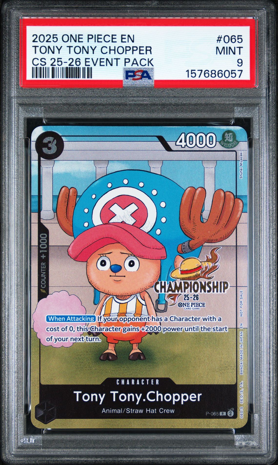 2025 One Piece Championship 2025-26 Event Pack Tony Tony Chopper #065 Mint 9 front