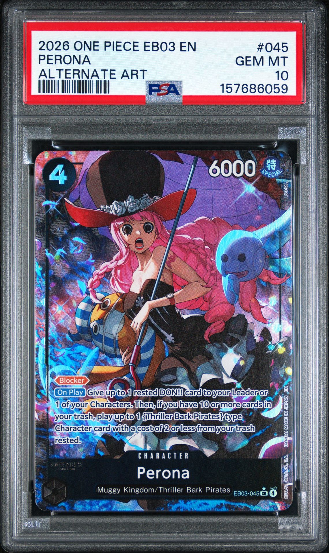 2026 One Piece Eb03-Extra Booster -One Piece Heroines Edition- Perona #045 (Alternate Art) Gem Mt 10 front
