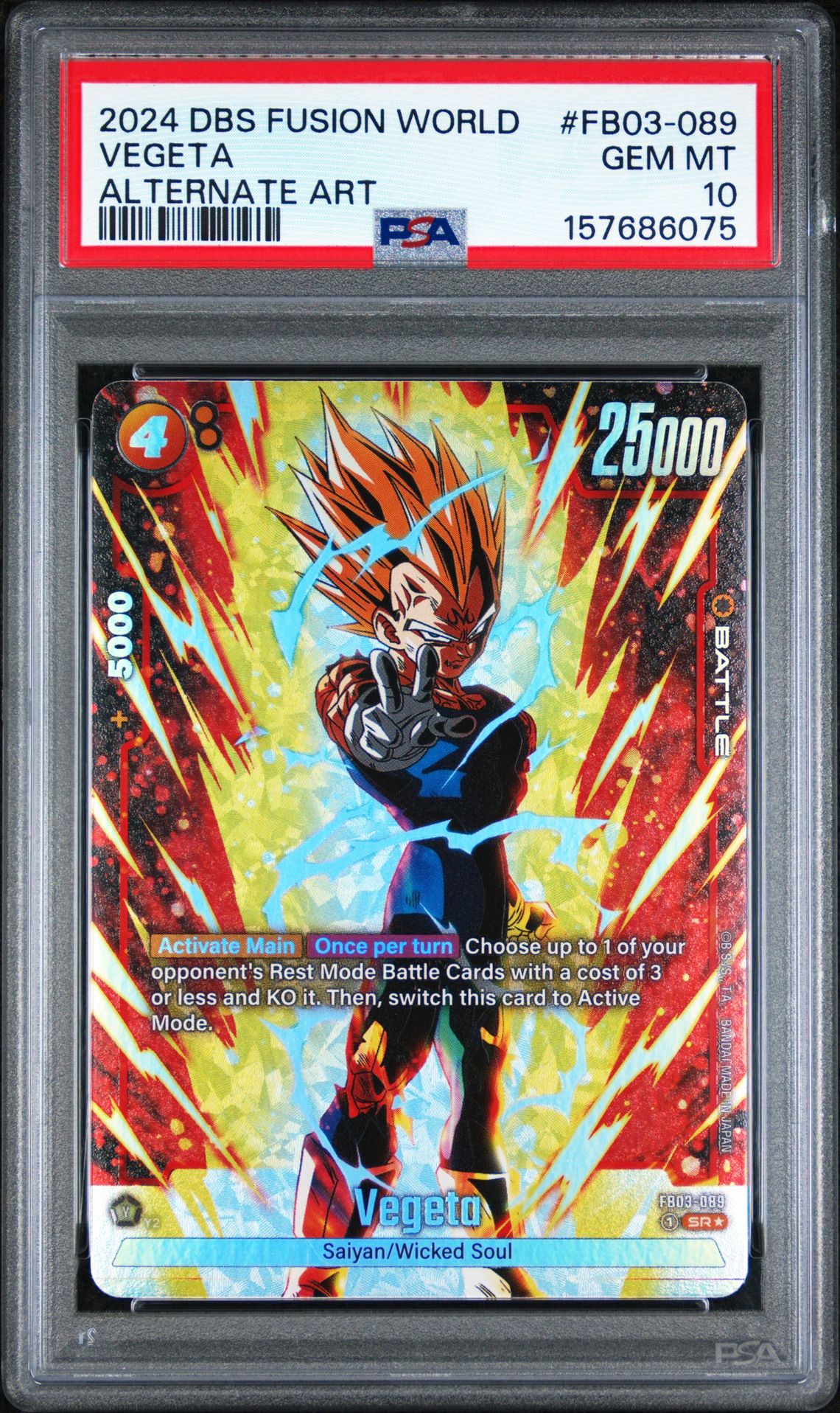 2024 Dragon Ball Super Card Game Fusion World Raging Roar Vegeta #Fb03-089 (Alternate Art) Gem Mt 10 front