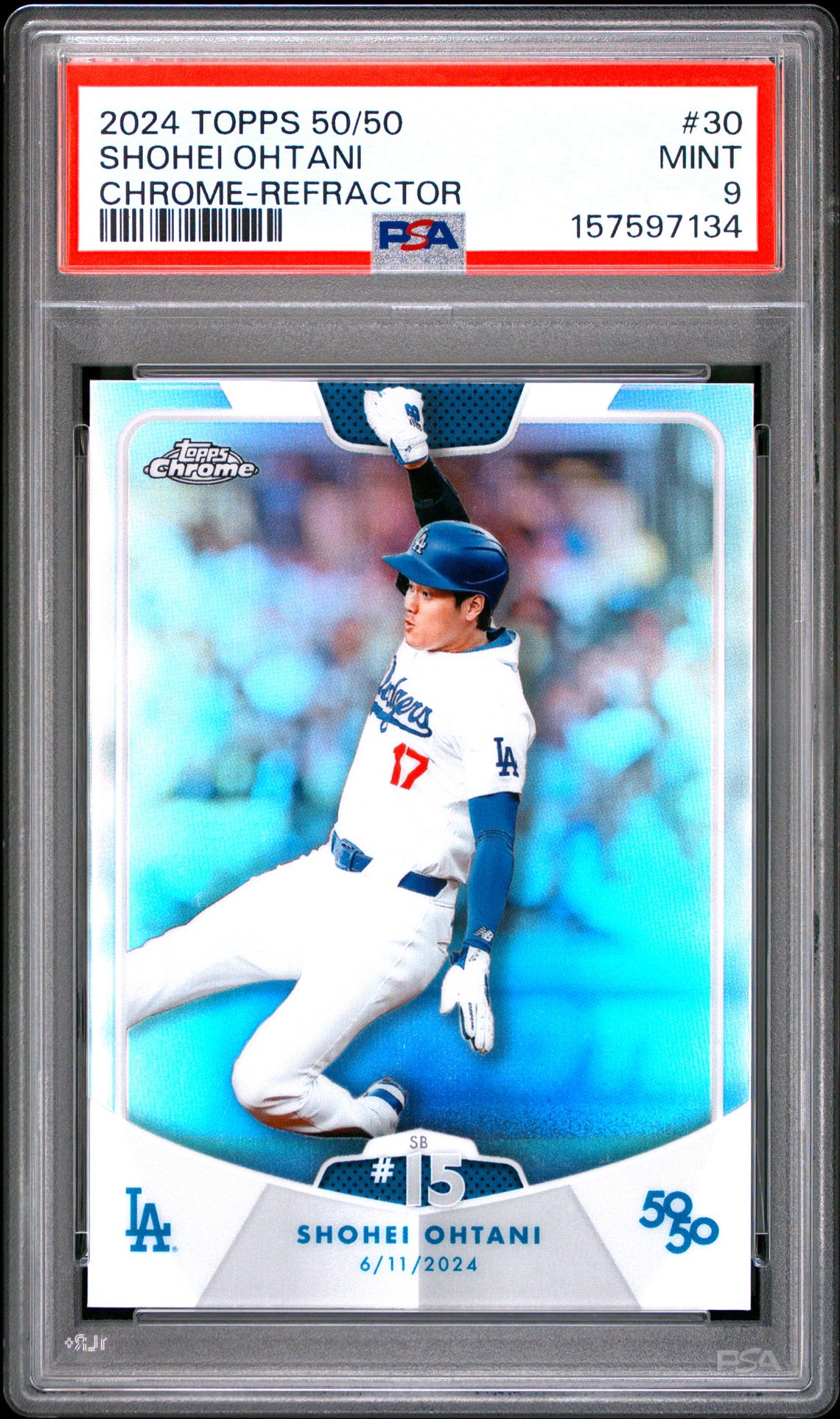 2024 Topps 50/50 Shohei Ohtani Shohei Ohtani #30 (Chrome-Refractor) Mint 9 front