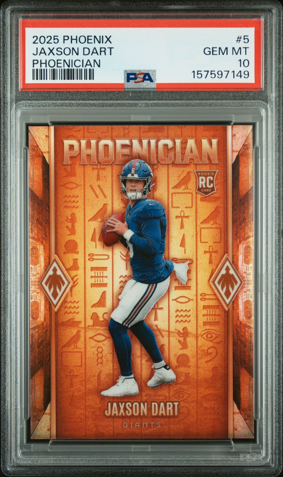 2025 Panini Phoenix Phoenician Jaxson Dart #5 Gem Mt 10 front view - PSA graded GEM MT 10