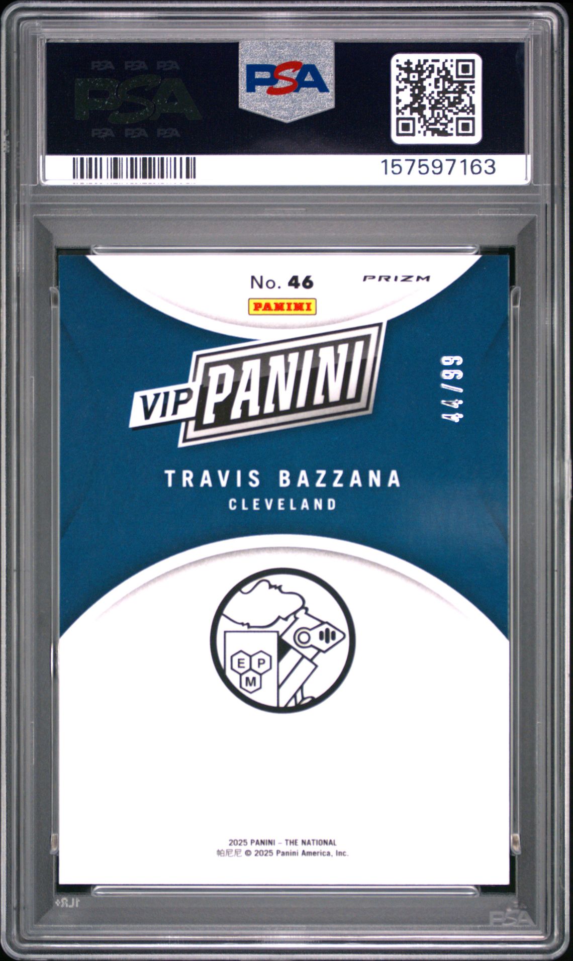 2025 Panini National Sports Collectors Convention Vip Gold Travis Bazzana #46 (Red Sparkle) Gem Mt 10 back view - PSA certificate #157597163