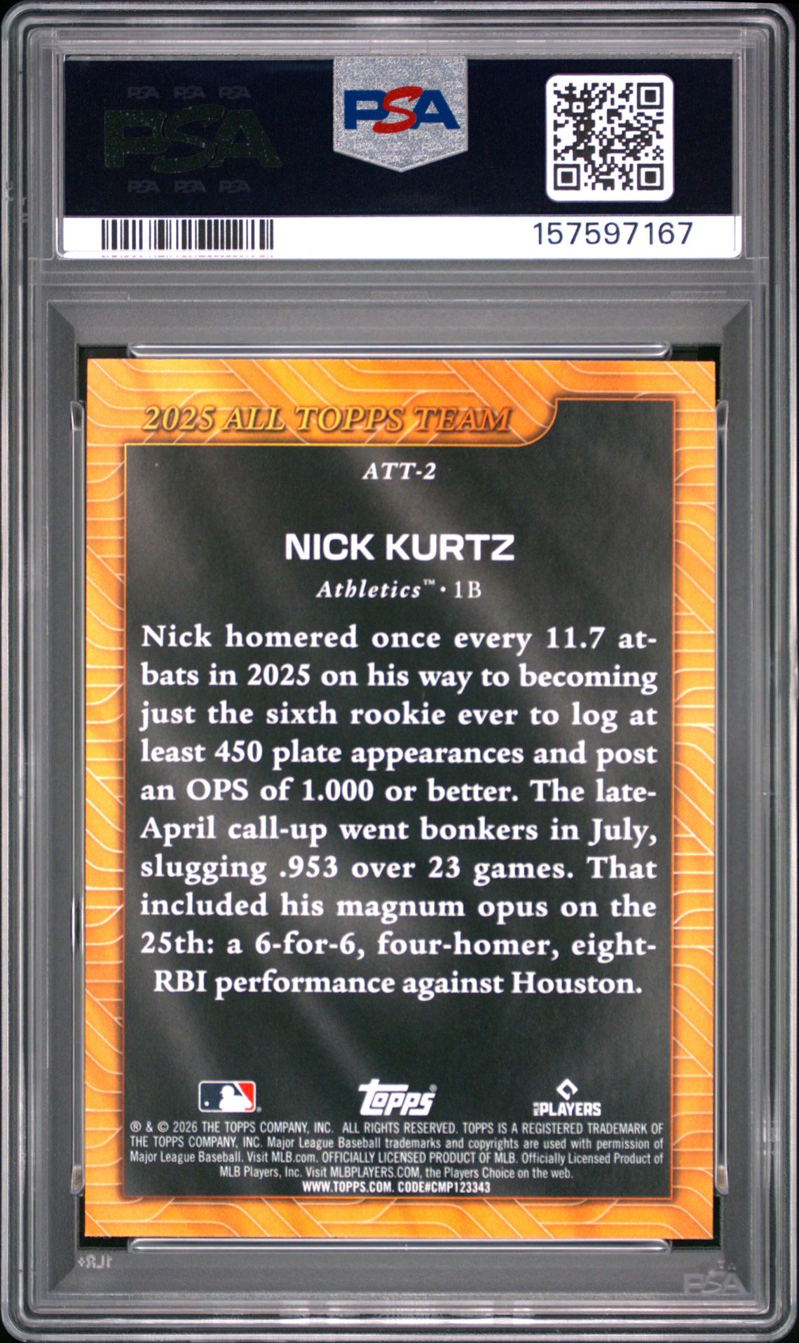 2026 Topps 2025 All Topps Team Nick Kurtz #2 Nm-Mt 8 back