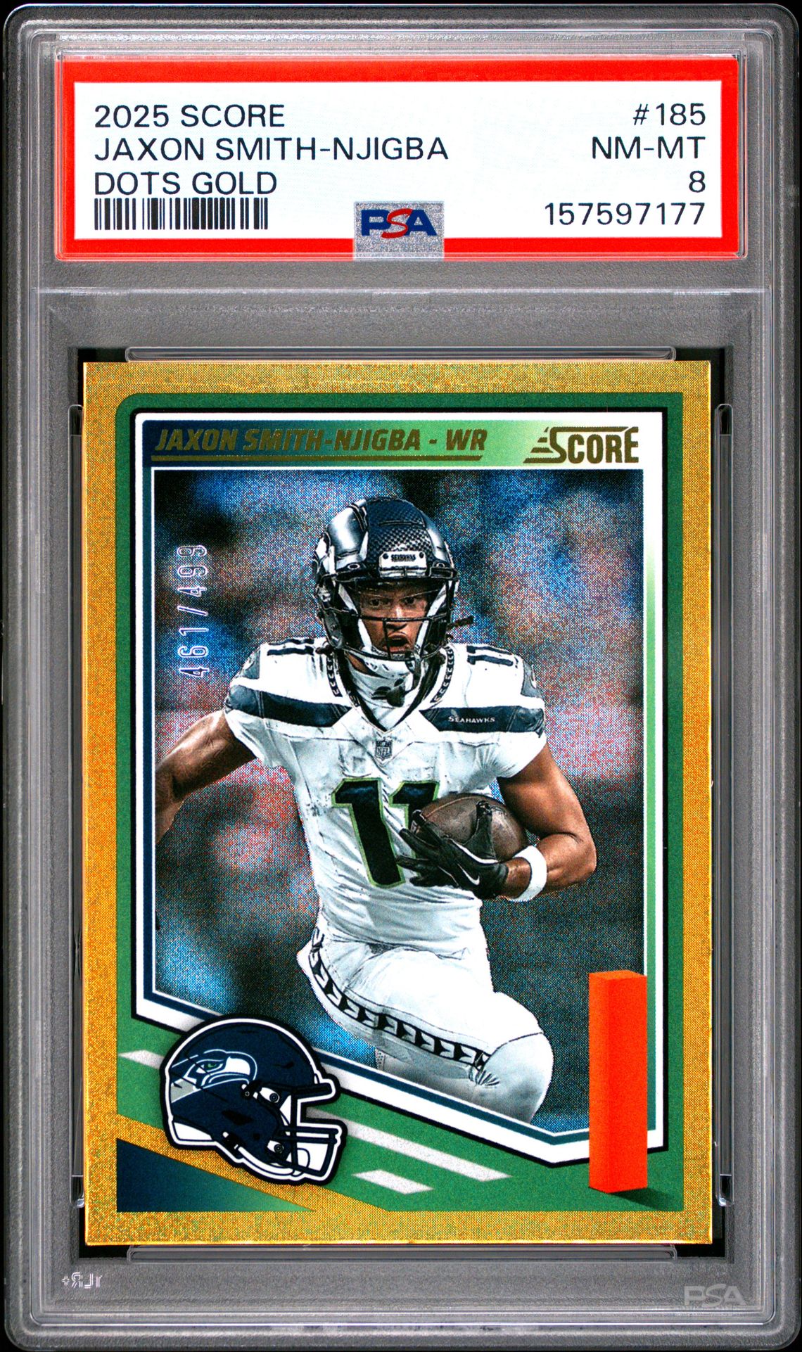 2025 Panini Score Jaxon Smith-Njigba #185 (Dots Gold) Nm-Mt 8 front