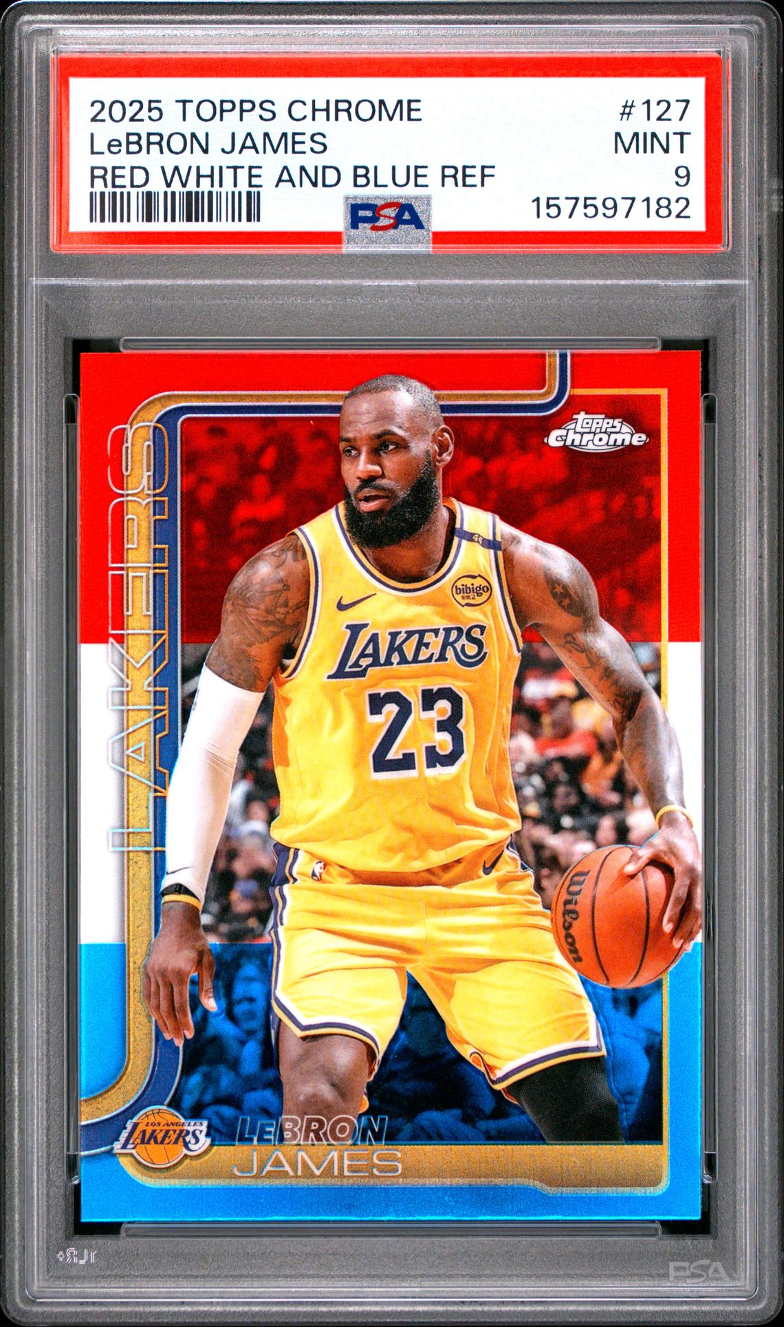 2025 Topps Chrome Lebron James #127 (Red White And Blue Ref) Mint 9 front