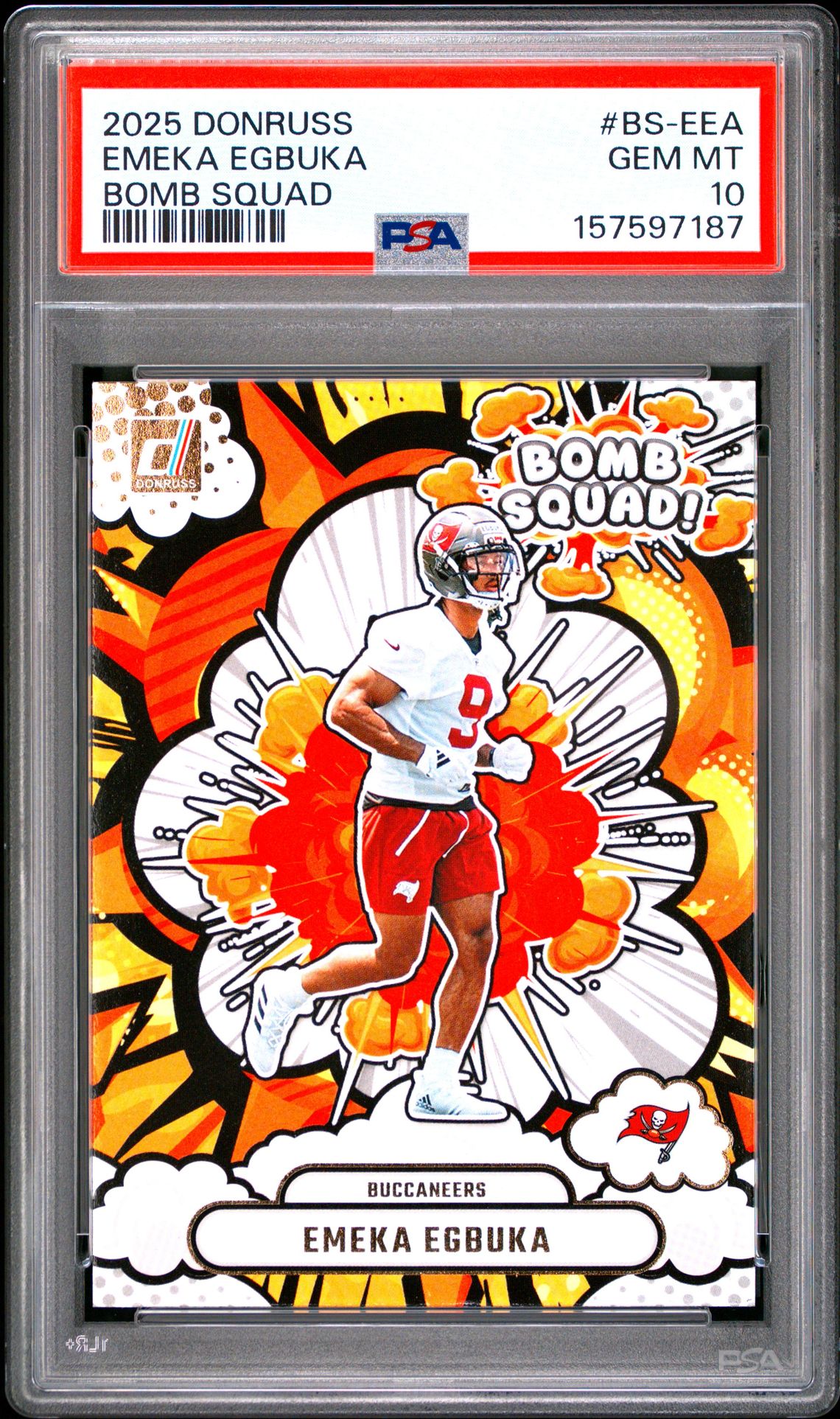 2025 Panini Donruss Bomb Squad Emeka Egbuka #Bs-Eea Gem Mt 10 front view - PSA graded GEM MT 10