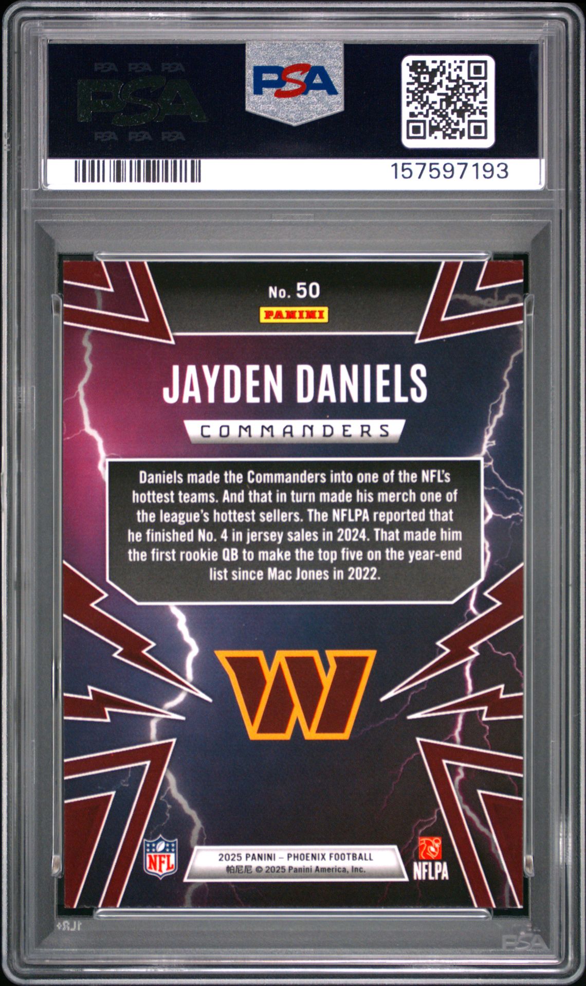 2025 Panini Phoenix Thunderbirds Jayden Daniels #50 Nm-Mt 8 back