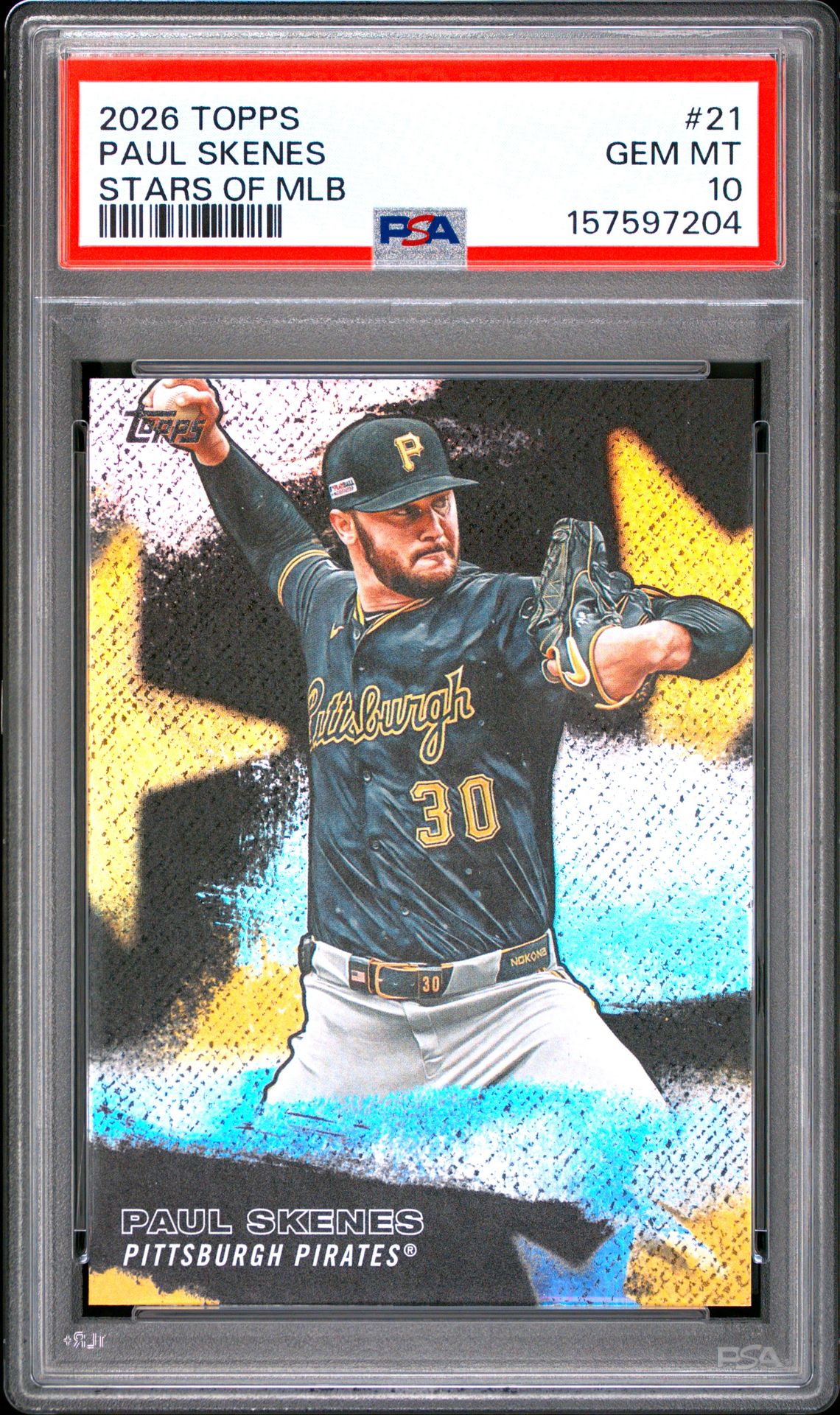 2026 Topps Stars Of Mlb Paul Skenes #21 Gem Mt 10 front view - PSA graded GEM MT 10