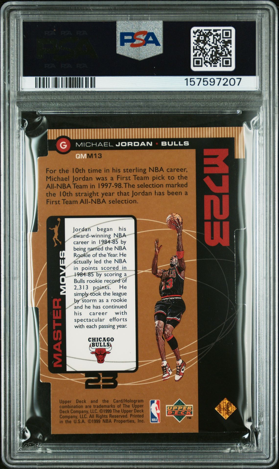 1998 Upper Deck Mj23 Michael Jordan #M13 (Quantum-Bronze) Nm 7 back