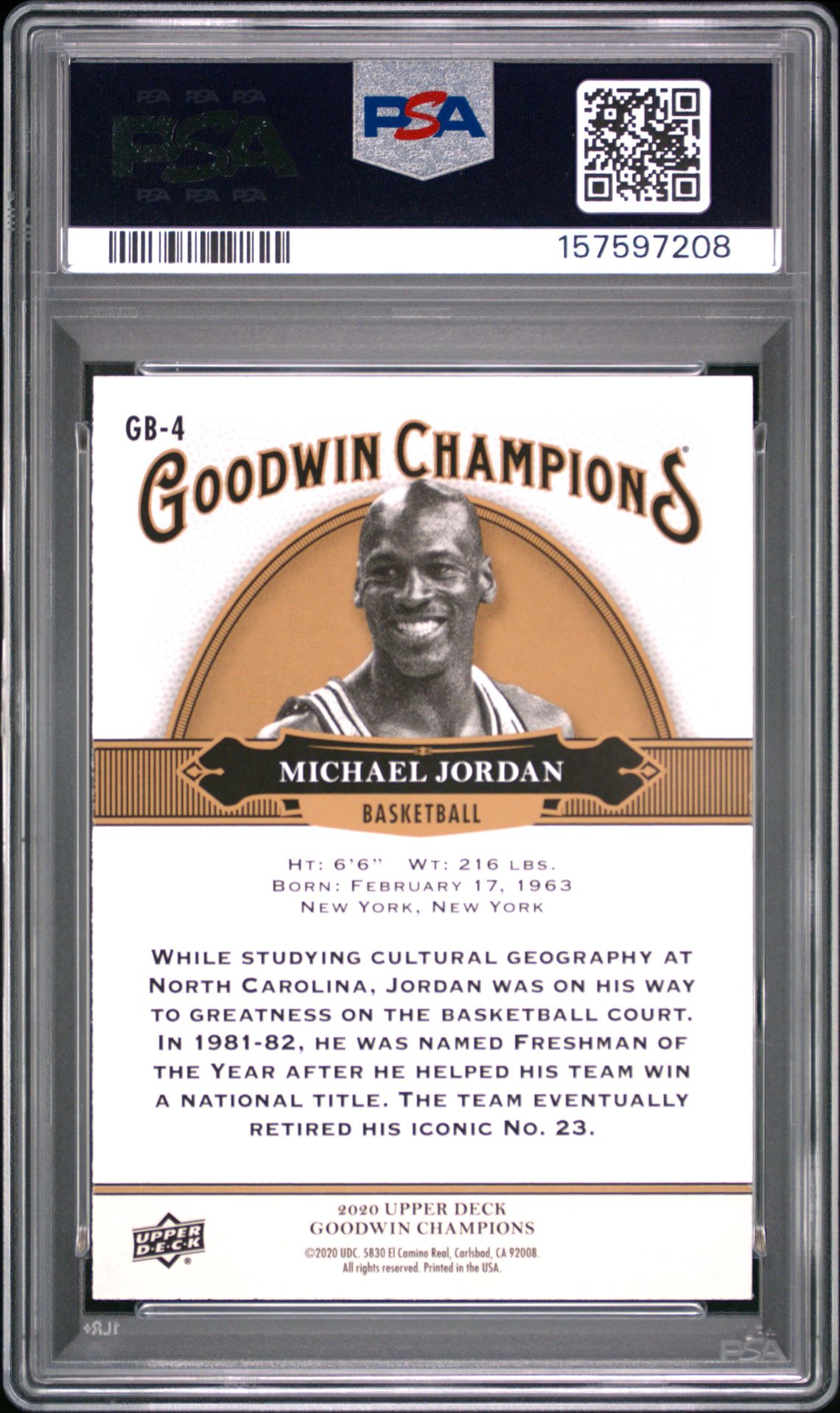 2020 Upper Deck Goodwin Champions Basketball Retail Exclusives Michael Jordan #Gb4 (Basketball Retail Exc.) Mint 9 back
