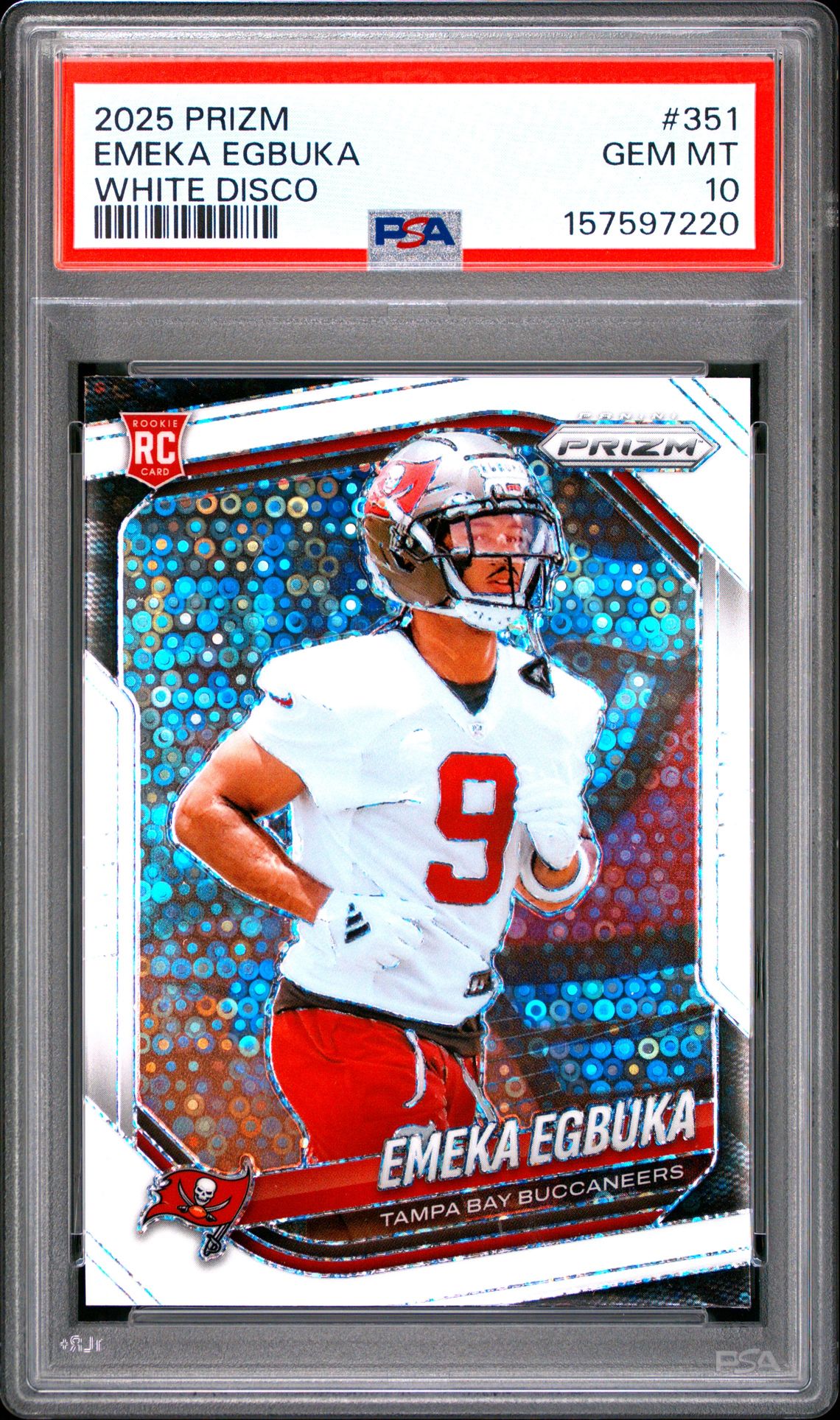 2025 PANINI PRIZM EMEKA EGBUKA WHITE DISCO 351 GEM MT 10 front
