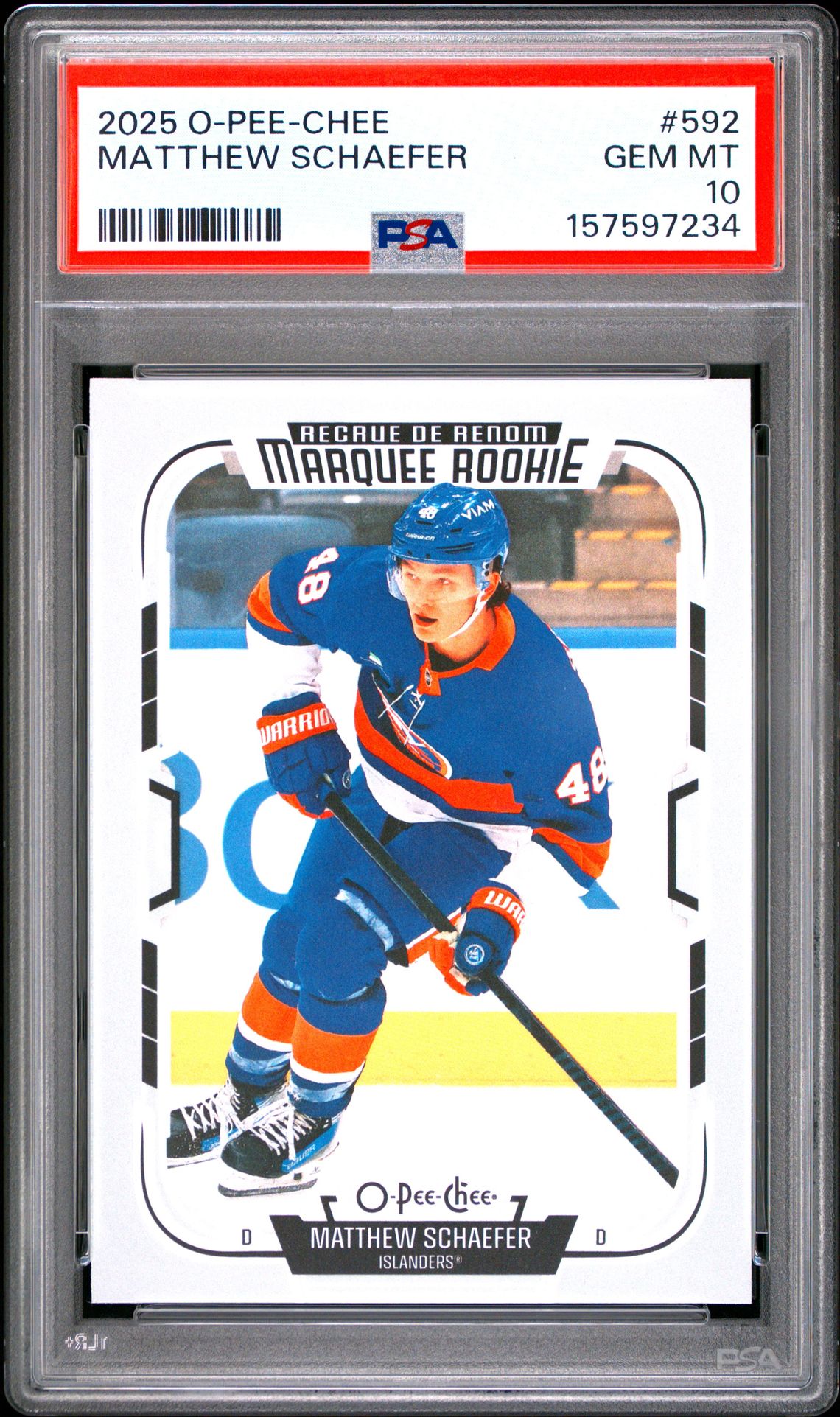 2025 Upper Deck O-Pee-Chee Matthew Schaefer #592 Gem Mt 10 front