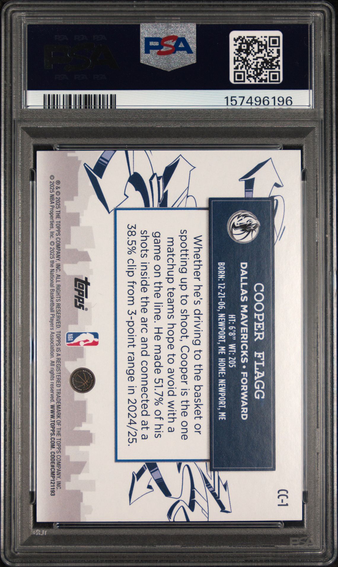 2025 Topps Clutch City Prospects Cooper Flagg #Cc-1 Mint 9 back