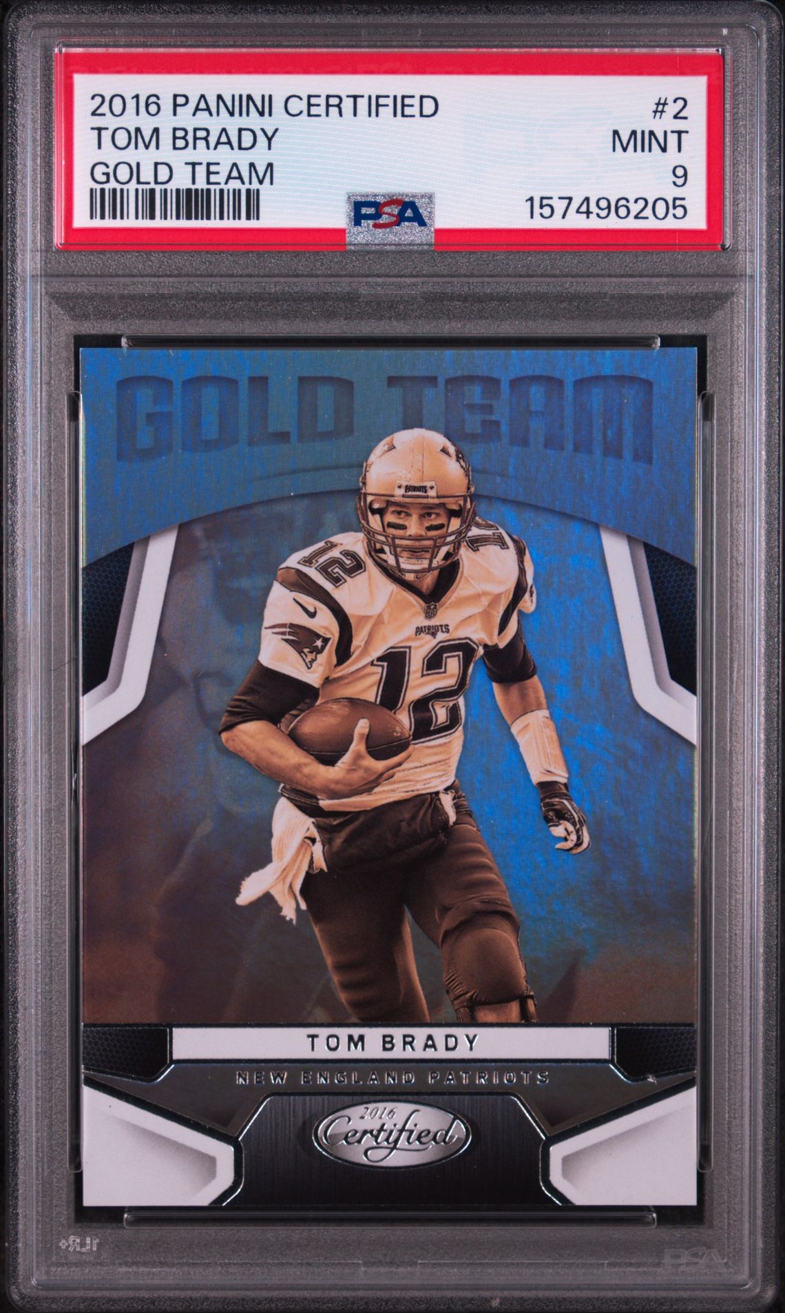 2016 Panini Certified Gold Team Tom Brady #2 (Gold Team) Mint 9 front