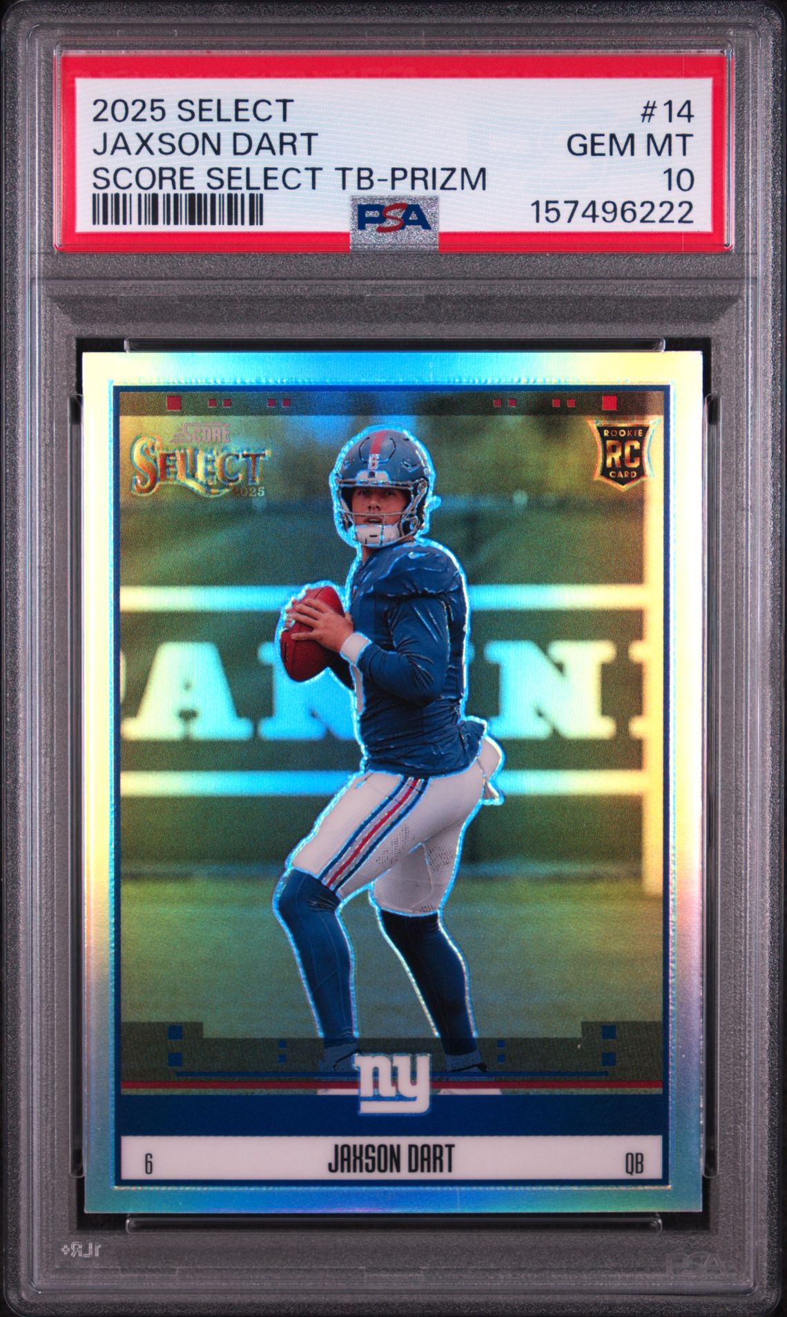 2025 Panini Select Score Select Throwback Jaxson Dart #14 (Score Select Tb-Prizm) Gem Mt 10 front