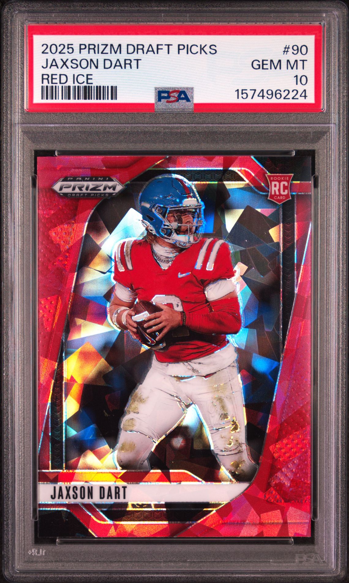 2025 Panini Prizm Draft Picks Jaxson Dart #90 (Red Ice) Gem Mt 10 front