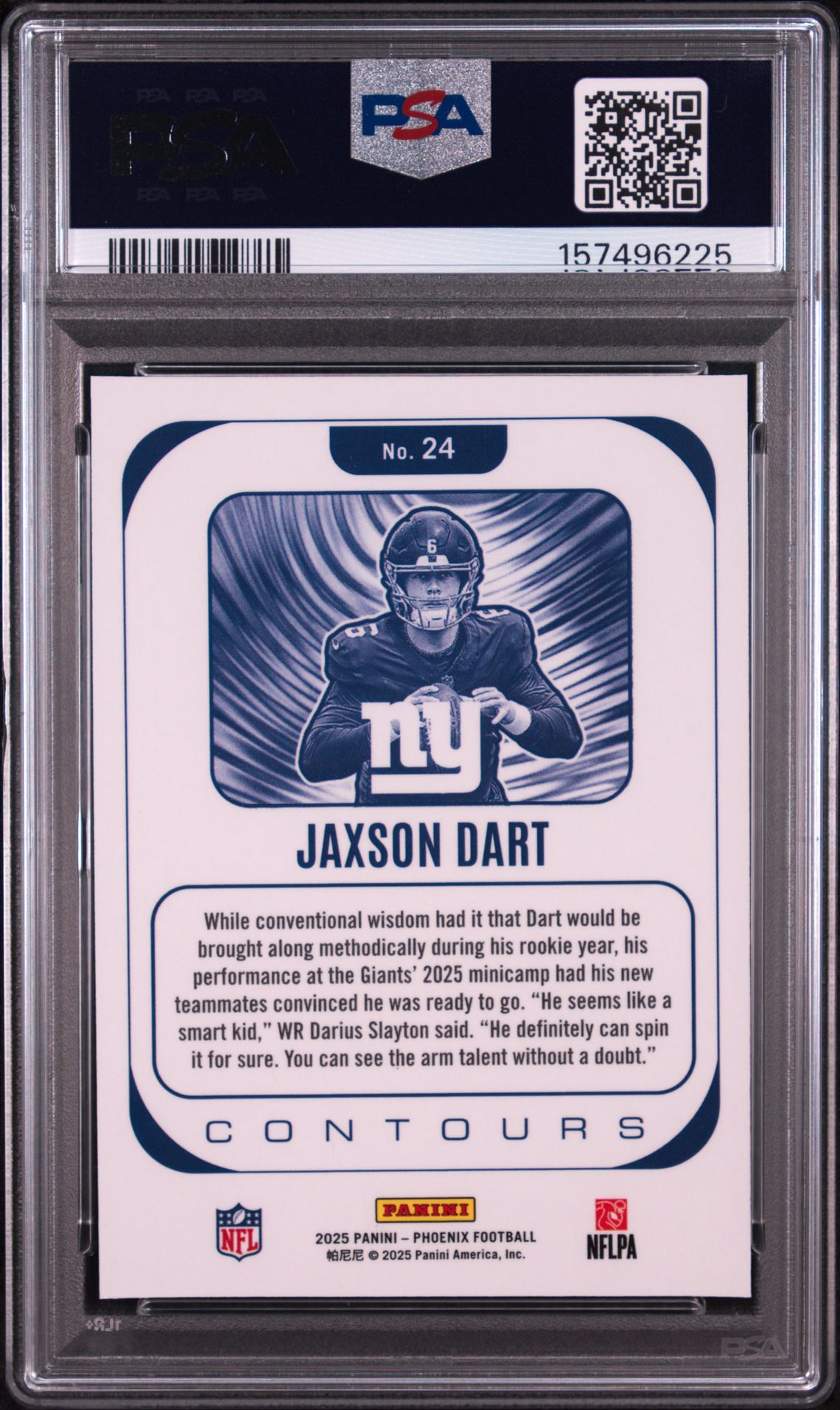 2025 Panini Phoenix Contours Jaxson Dart #24 Mint 9 back