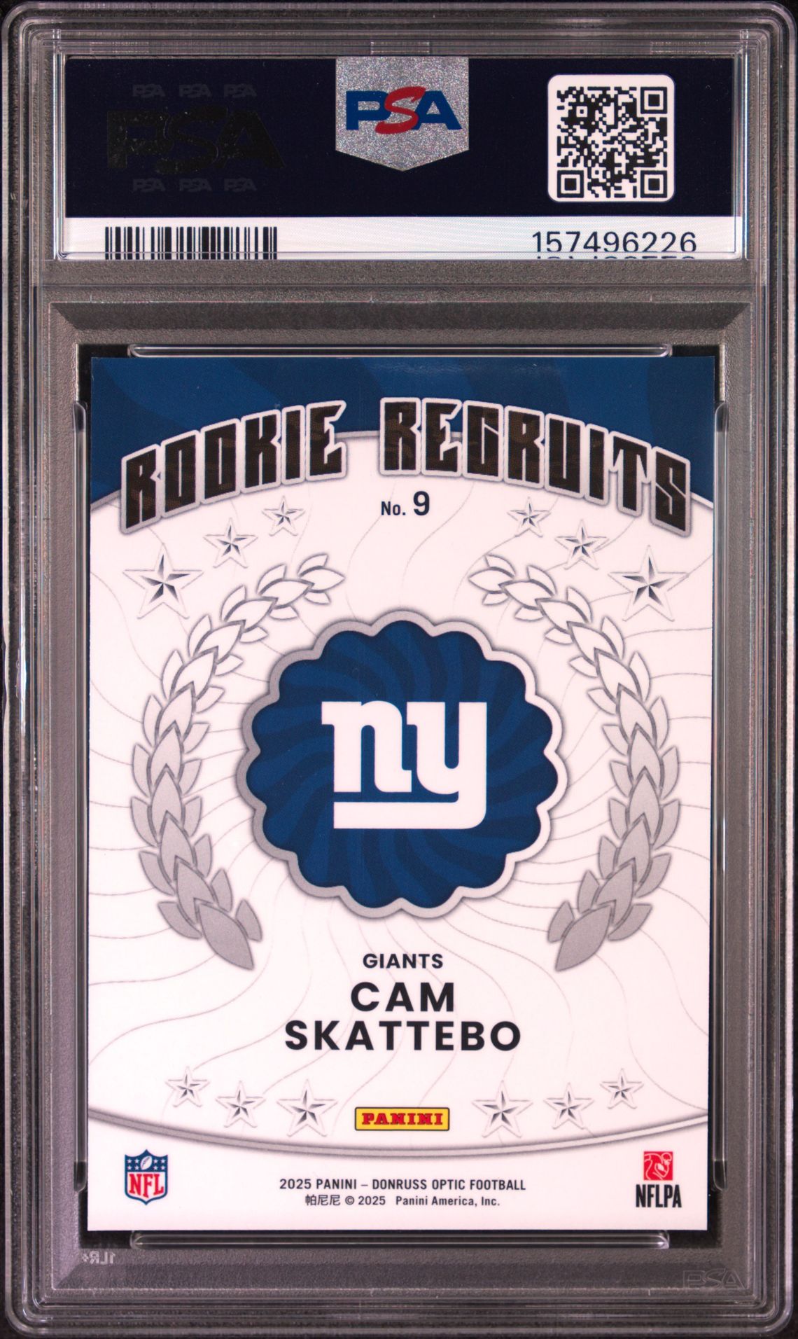 2025 Panini Donruss Optic Rookie Recruits Cam Skattebo #9 Mint 9 back