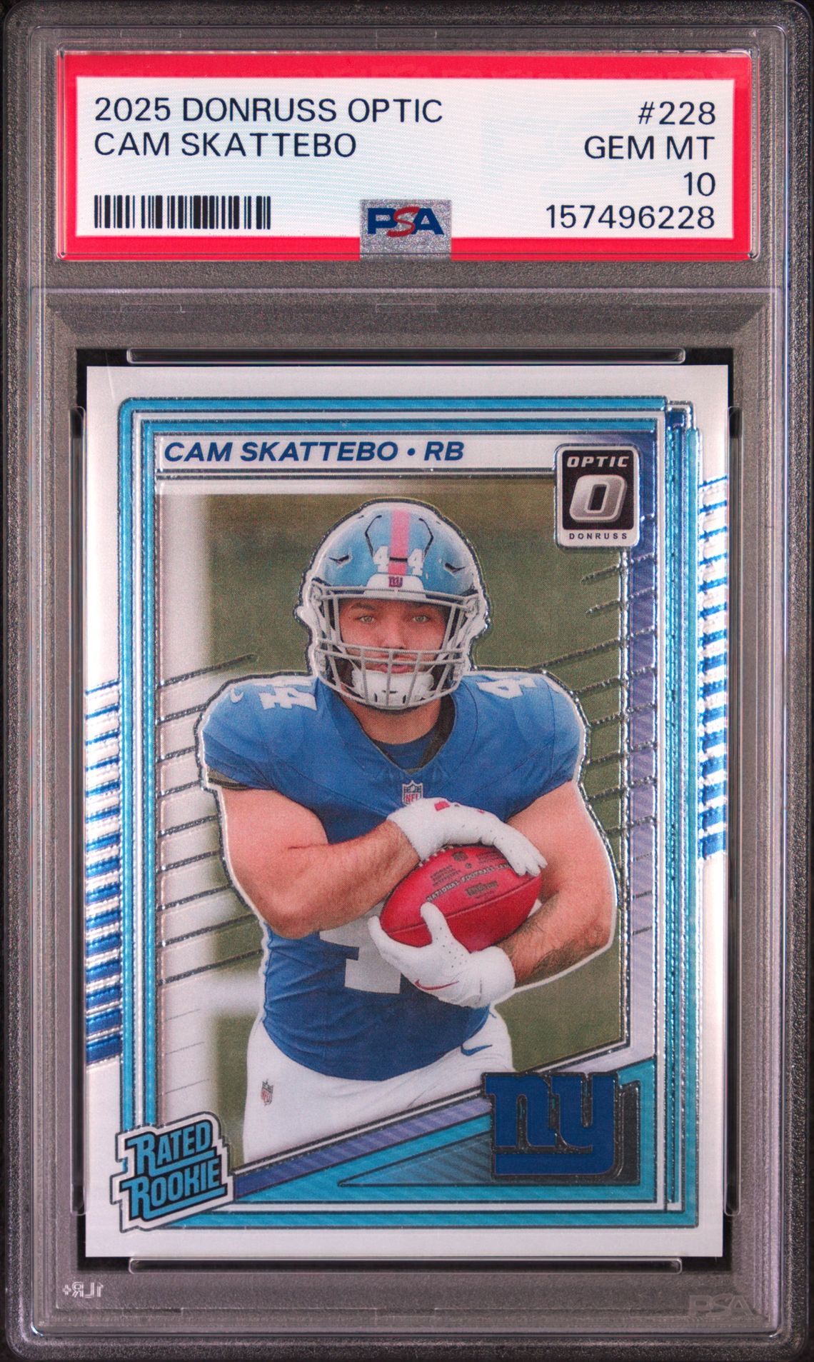 2025 Panini Donruss Optic Cam Skattebo #228 Gem Mt 10 front